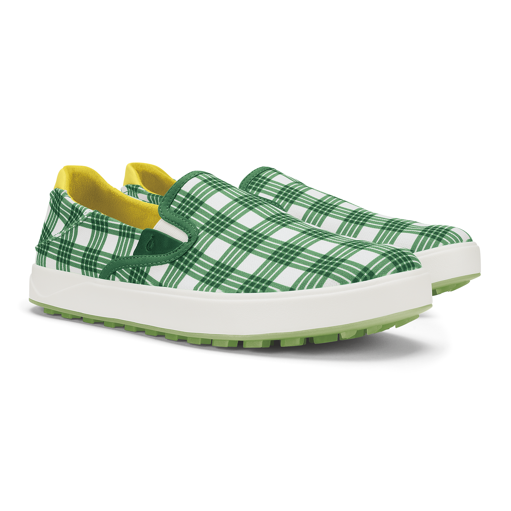 Wai'alae Slip On Shoes for Men & Women - Medium Green & Bright White | Comfortable Casual Sneakers for Walking, Running, and Everyday Wear