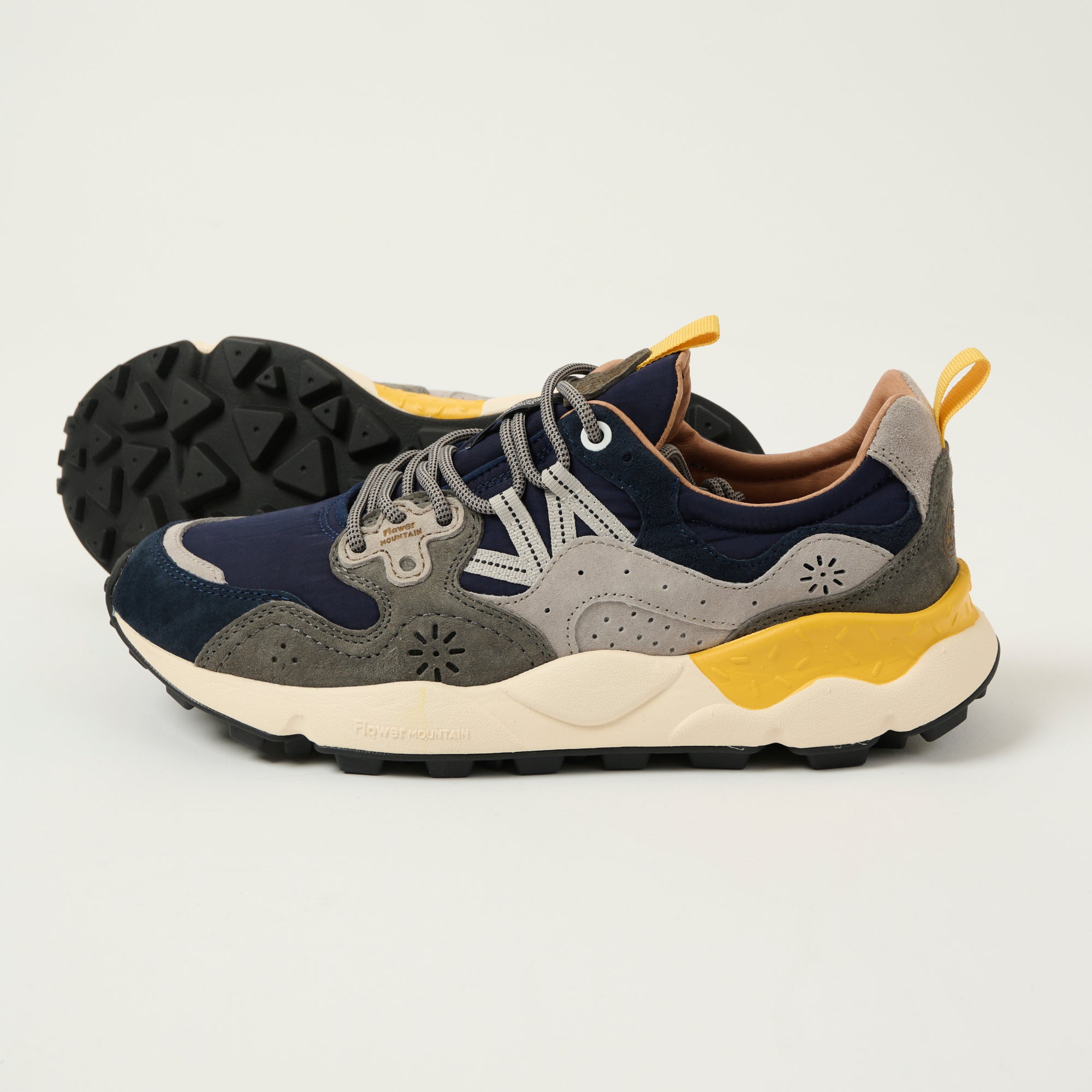 Flower Mountain Yamano 3 Men's Suede & Nylon Sneakers - Navy Blue & Grey - Comfortable Casual Shoes for Walking, Running & Everyday Wear