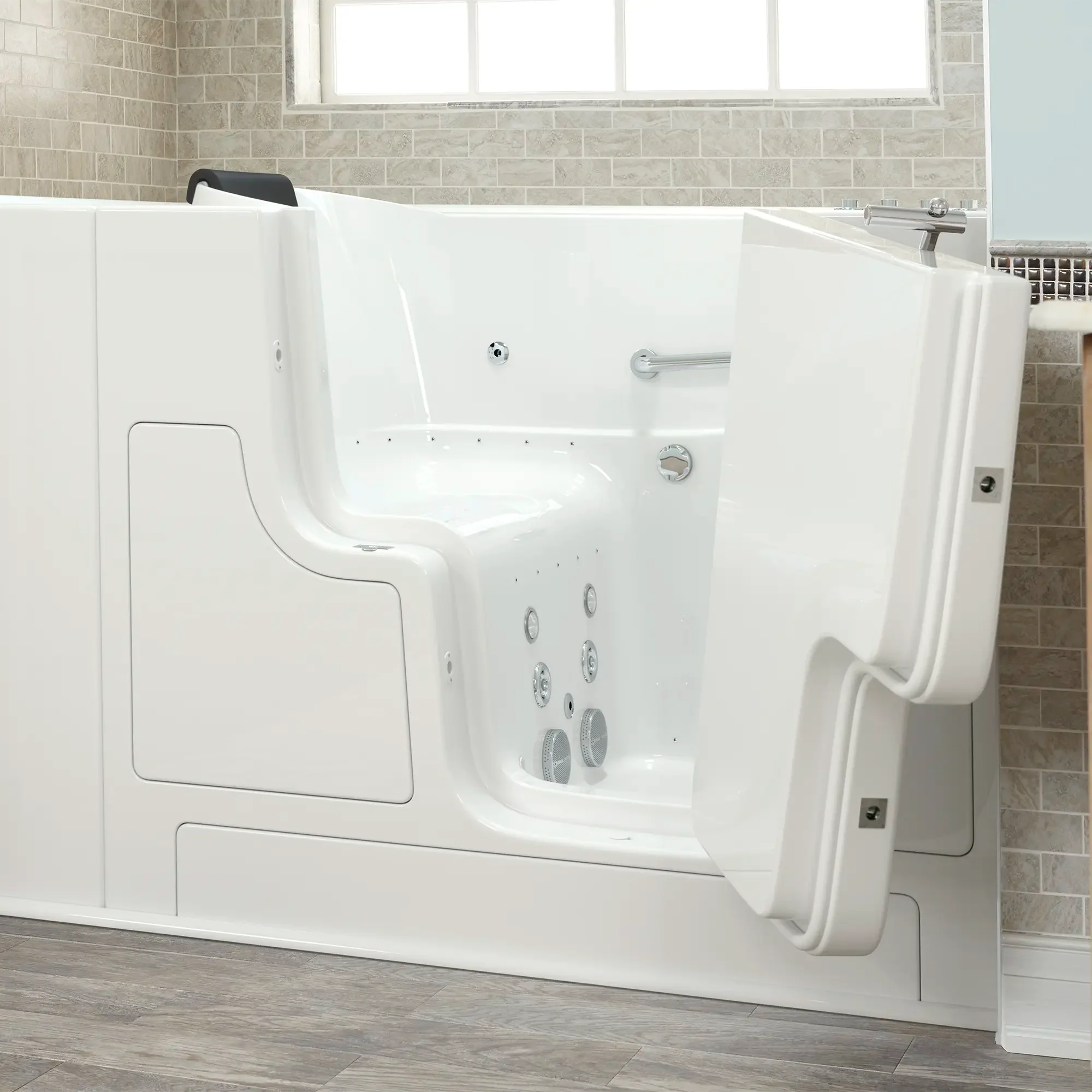 Premium 30 x 52 Inch Gelcoat Walk-In Bathtub with Air Spa & Whirlpool System - Right Hand Drain - Ideal for Elderly & Mobility Impaired Users for Safe, Therapeutic Bathing