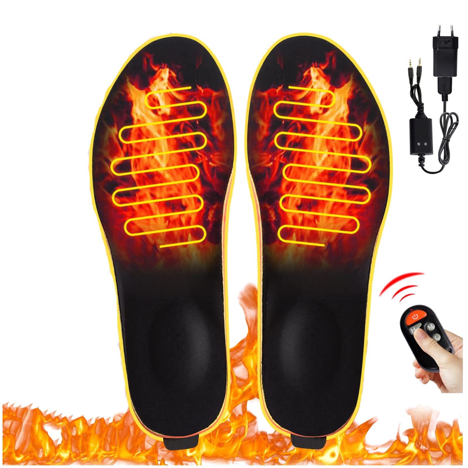 Rechargeable Heated Insoles with Remote Control - Warm & Breathable Foot Warmers for Winter Hiking, Hunting, Skiing - Odor-Resistant & Comfortable for Outdoor Activities, Camping, and Cold Weather Work