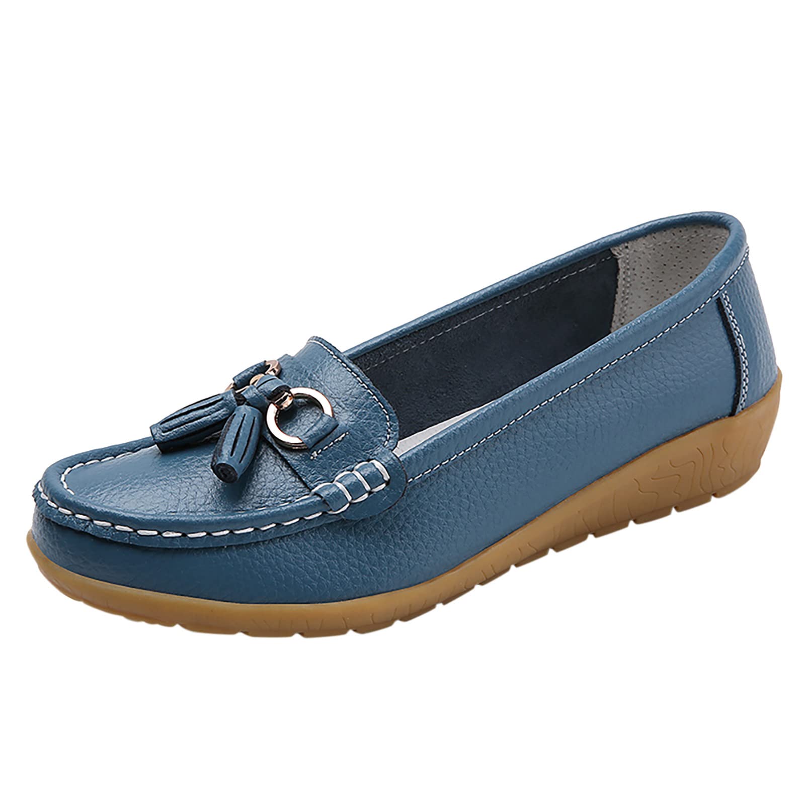 MLAGJSS Women's Comfortable Leather Loafers - Slip On Flat Walking Shoes for Women - Perfect for Work, Travel & Casual Wear