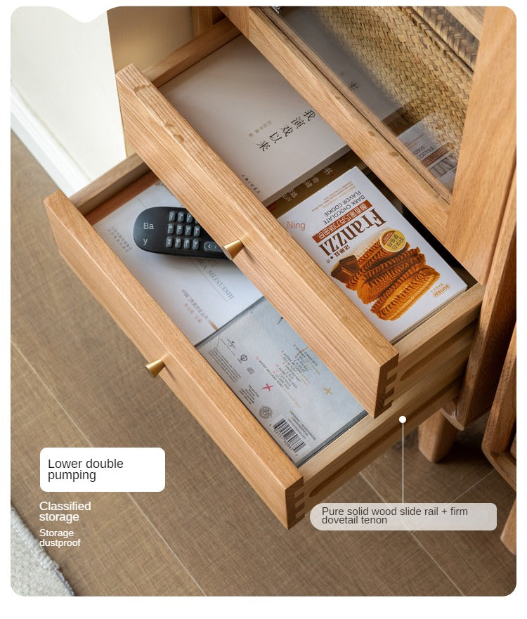 Solid Oak Wood Side Cabinet - Rustic Storage Cabinet for Living Room, Bedroom, or Entryway - Perfect for Organizing Books, Decor & Essentials