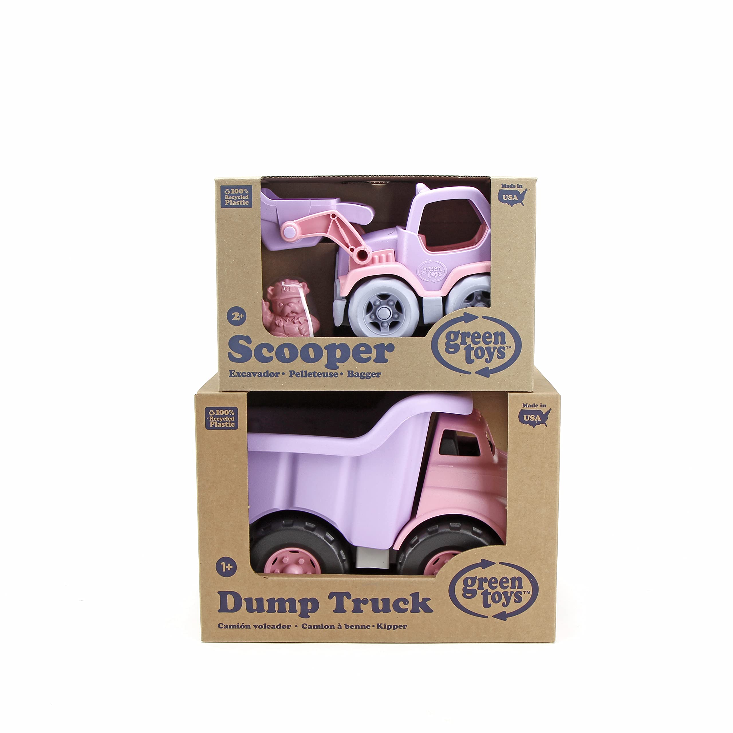 Green Toys Pink Dump Truck & Scooper - Eco-Friendly Plastic Construction Toy for Kids | Sandbox, Beach & Outdoor Play | STEM Learning Gift for Toddlers & Preschoolers