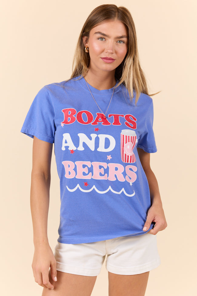 Boats And Beers Blue Graphic T-Shirt for Men - Casual Summer Outfit for Beach, Boating & Outdoor Activities