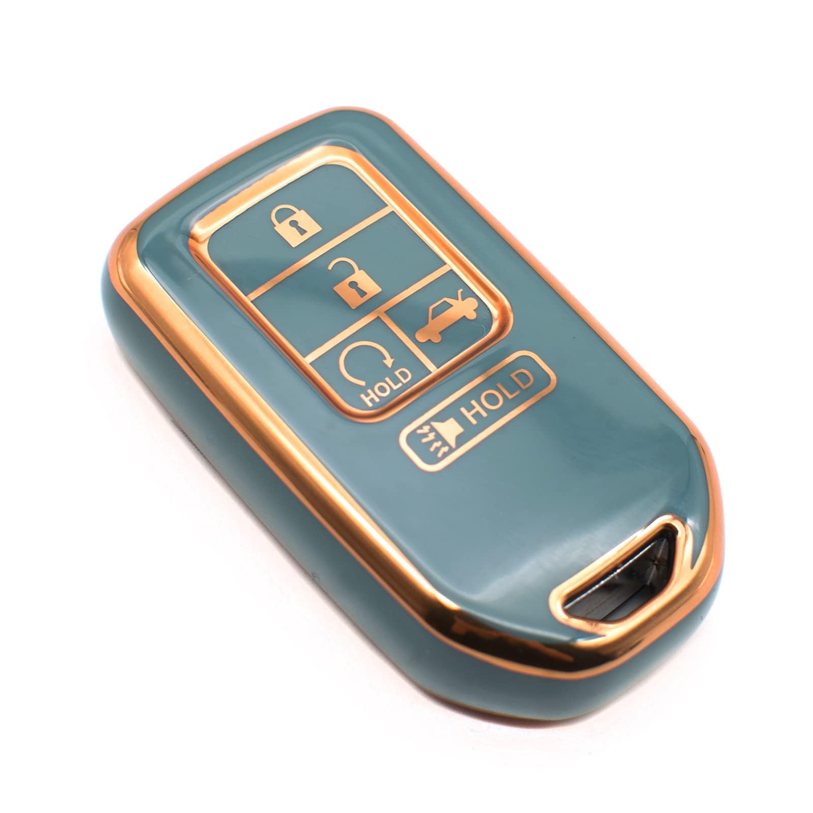 FEYOUN TPU Key Fob Cover Case - Compatible with Honda Accord, Civic, CR-V, Insight, Passport, Pilot (5 Buttons) - Durable Remote Keyless Entry Protection Shell Accessories in Blue Gray - Perfect for Daily Use & Car Key Protection