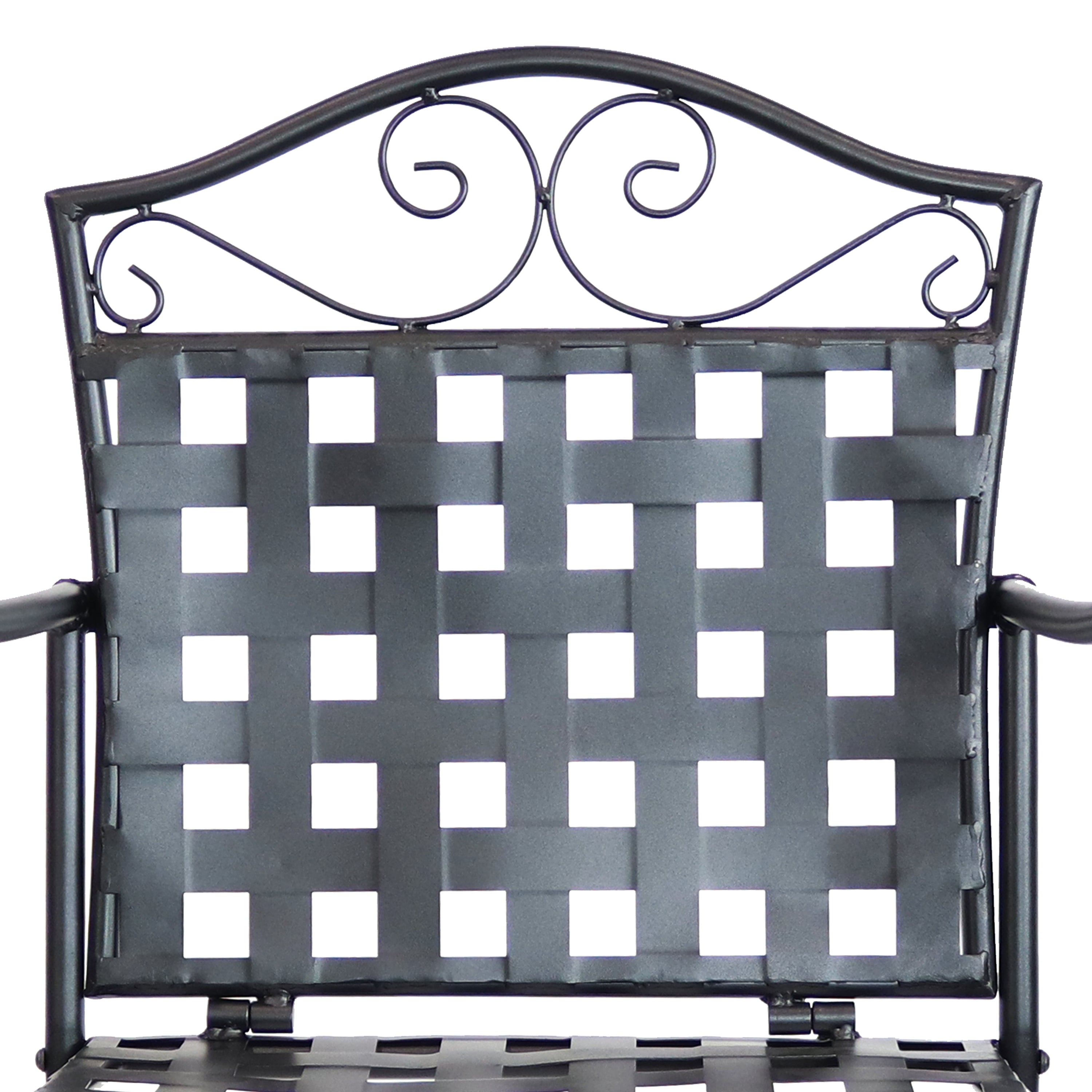 Sunnydaze Outdoor Black Scrolling Wrought Iron Bar Chair and Table Set - Patio Bistro Set for Garden, Poolside, and Restaurant Outdoor Seating