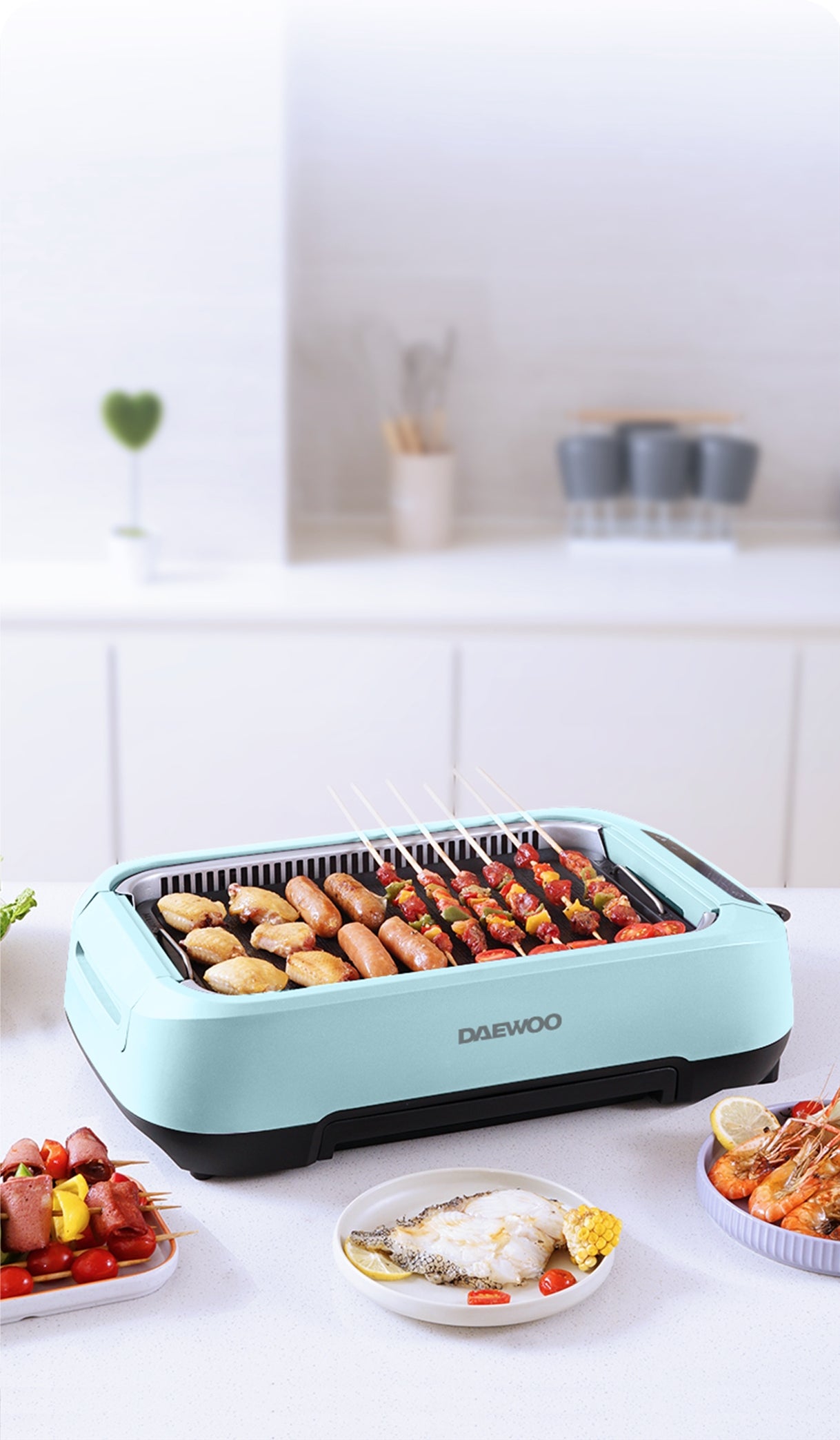 DAEWOO S19 PRO Smokeless Indoor/Outdoor Grill - Portable BBQ Grill for Home, Camping & Picnics - Perfect for Backyard, Tailgating & Family Gatherings