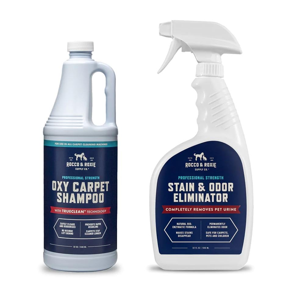 Rocco & Roxie Pet Stain & Odor Eliminator - Carpet Cleaner Spray & Enzyme Solution for Dogs & Cats | Removes Urine, Feces & Smells | Safe for Carpets, Furniture & Pet Beds