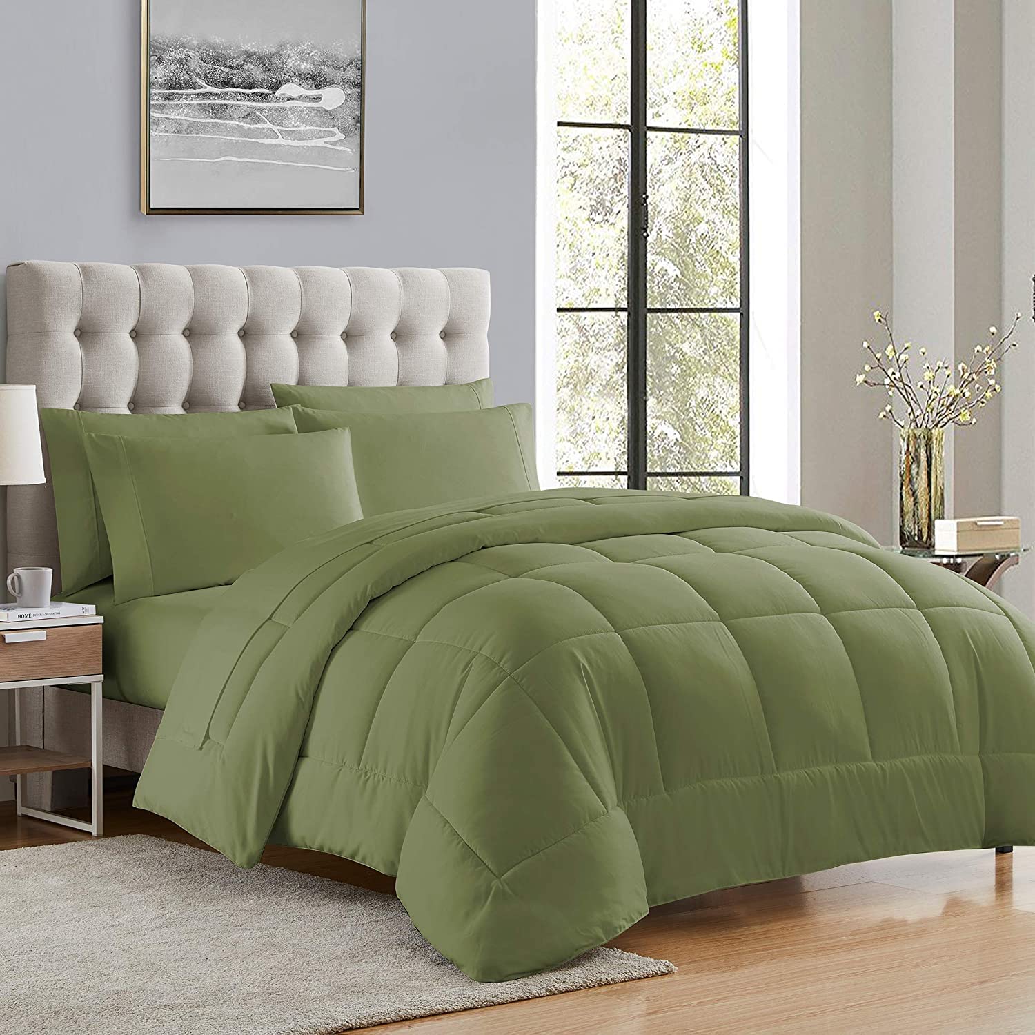 7-Piece Bed-in-a-Bag Comforter Set | 100% Cotton Down Alternative Blanket | 500 GSM Fill | Twin XL Size | Fits Up to 21