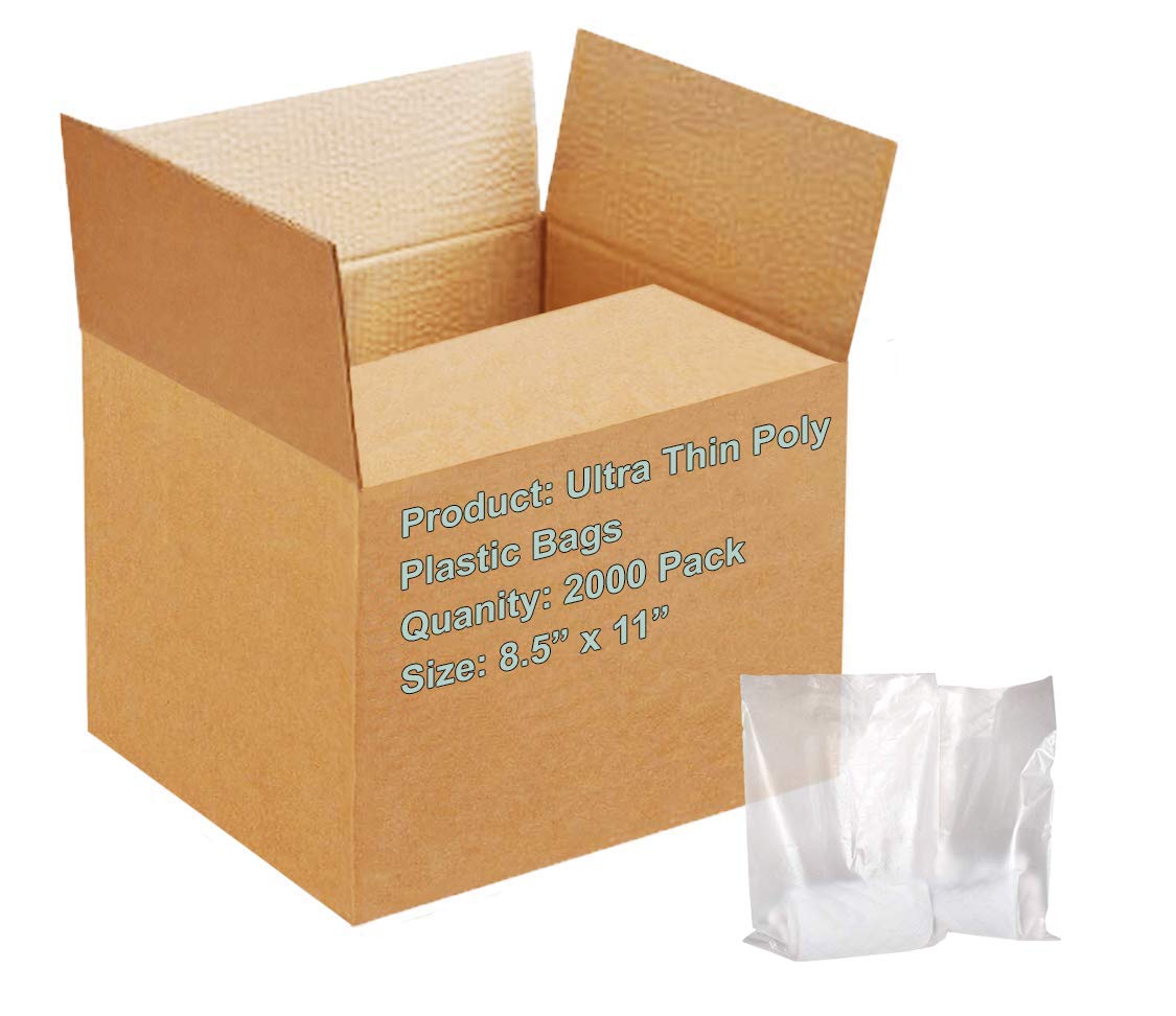 2000 Pack Clear Plastic Bags 8.5x11 Inches - 0.6 Mil Ultra Thin Polyethylene Merchandise Bags for Books, Magazines & Small Items | Reusable & Recyclable | Perfect for Retail Stores, Craft Shows & Gift Packaging