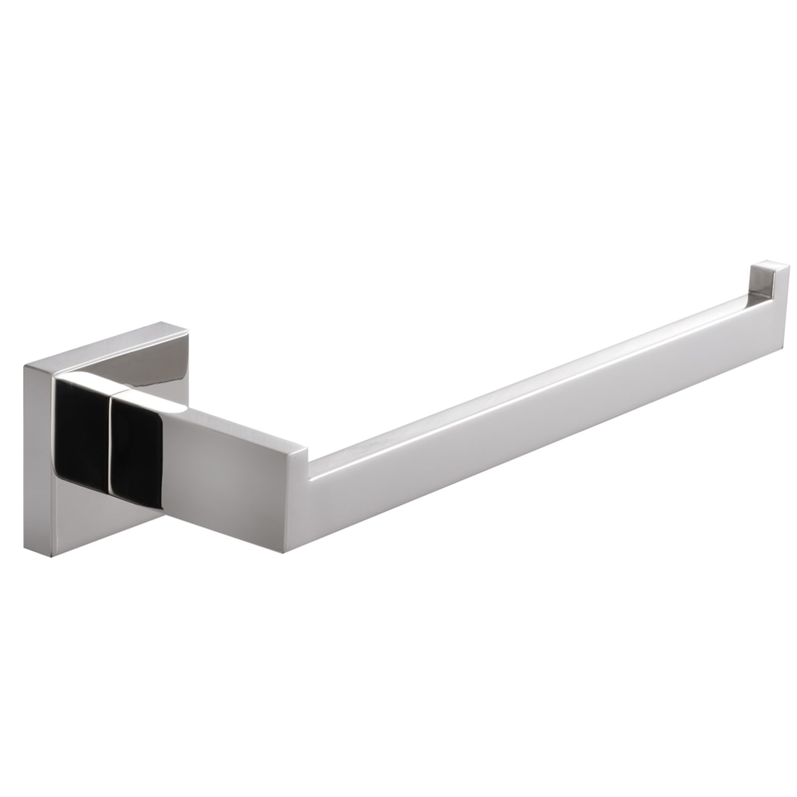 Chrome Silver 10-Inch Right Side Square Hand Towel Holder - Wall Mount Stainless Steel Towel Bar & Ring for Bathroom, Kitchen & Lavatory - Polished Towel Racks Hanger (A8806CP) - Perfect for Small Spaces & Modern Home Decor