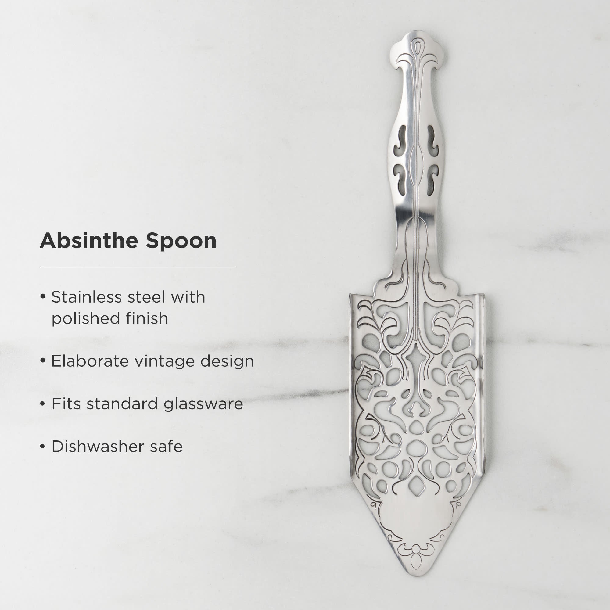 Premium Stainless Steel Absinthe Spoon - Durable & Elegant for Perfect Absinthe Drip - Ideal for Home Bars, Cocktail Parties & Gift Giving