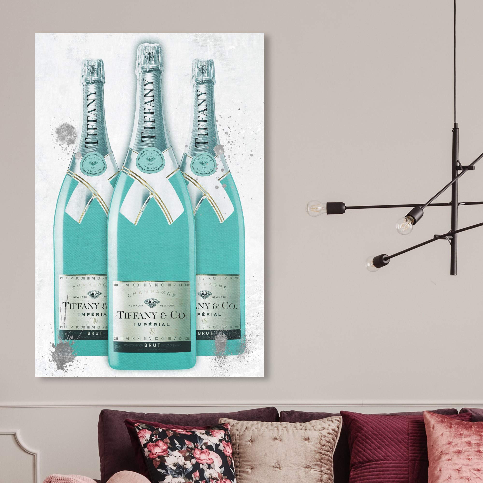 Oliver Gal Artist Co. 'Diamonds and Bubbles Champagne' Glamorous Wall Art Canvas Prints - Elegant Home Decor for Living Room, Bedroom & Office