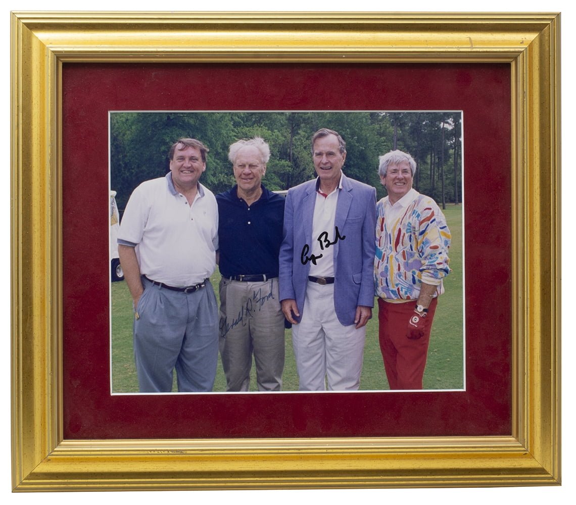Gerald Ford & George H.W. Bush Autographed Signed Framed 8x10 Photo with BAS LOA - Perfect for Presidential Memorabilia Collectors & History Enthusiasts