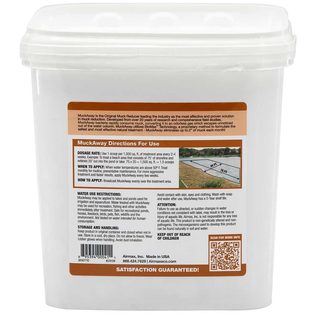 **Airmax MuckAway Natural Beneficial Bacteria for Ponds & Lakes – Muck, Sludge & Odor Eliminator – Safe Enzyme Tablets for Fish, Pets & Wildlife – Clean Beach & Shoreline – 8 Scoops – Perfect for Outdoor Water Maintenance & Pond Care**