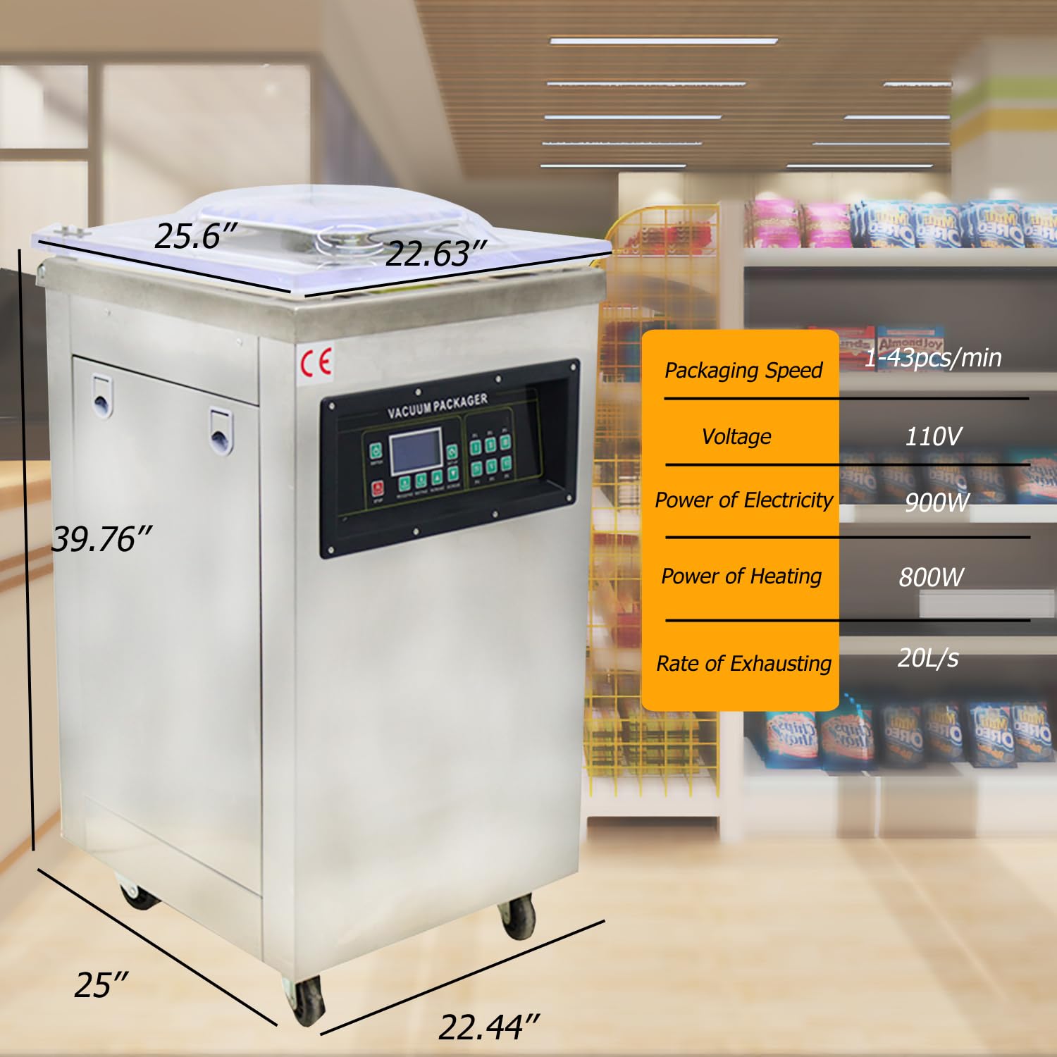 Commercial Single Chamber Vacuum Sealer Machine - Stainless Steel Food Packaging Equipment for Liquid-Rich Foods | Perfect for Restaurants, Grocery Stores & Food Preservation