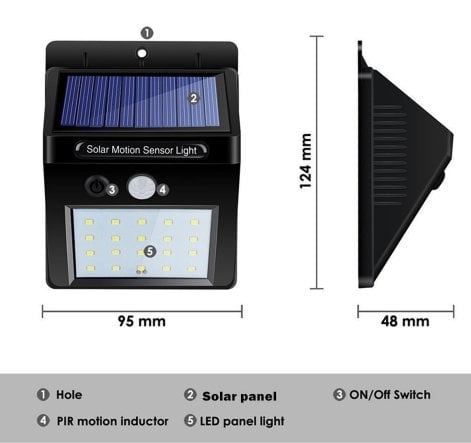 Klein Wireless LED Motion Sensor Outdoor Light - Solar Powered Security Lighting for Garden, Patio, Pathway, and Yard