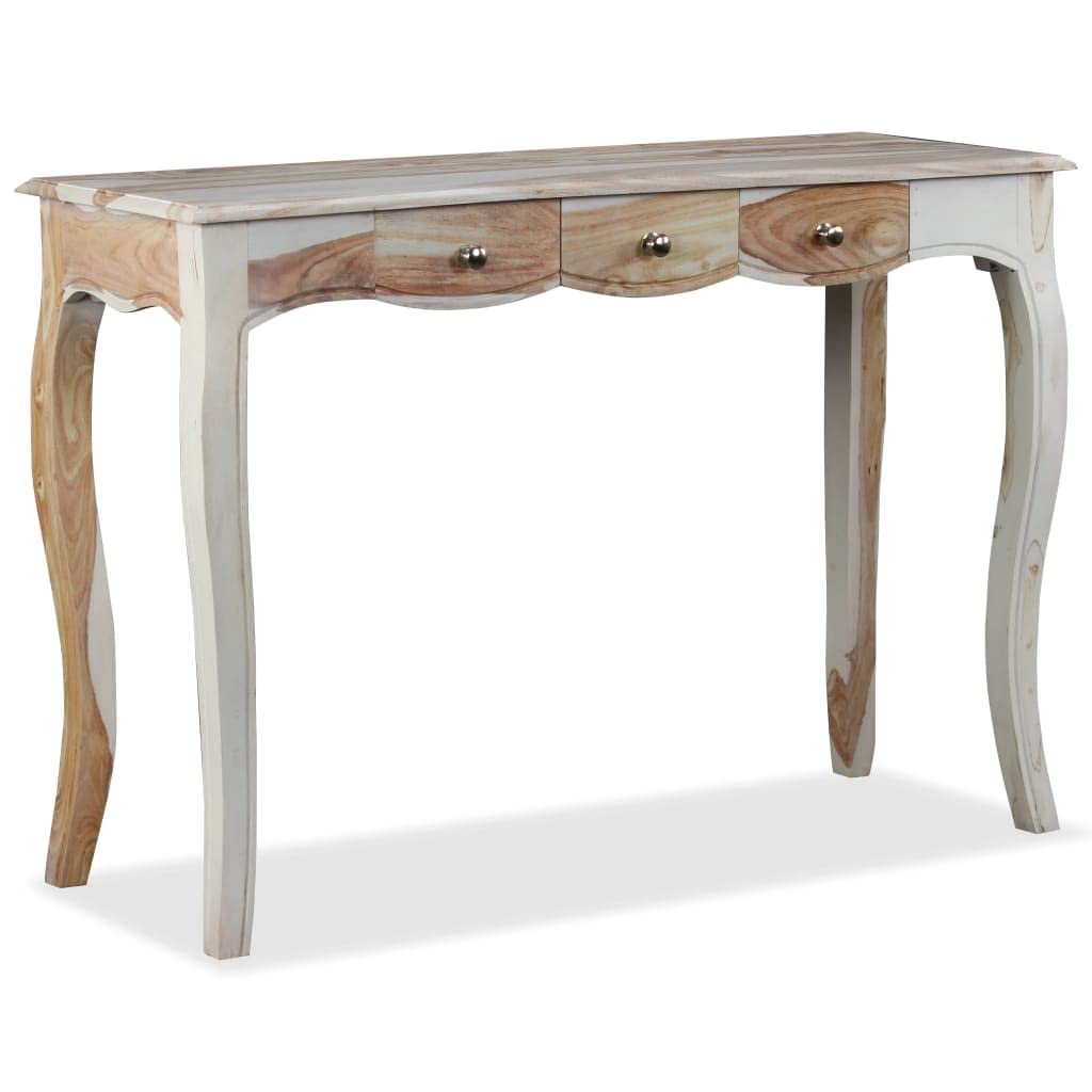 Solid Sheesham Wood Console Table with 3 Drawers - 43.3