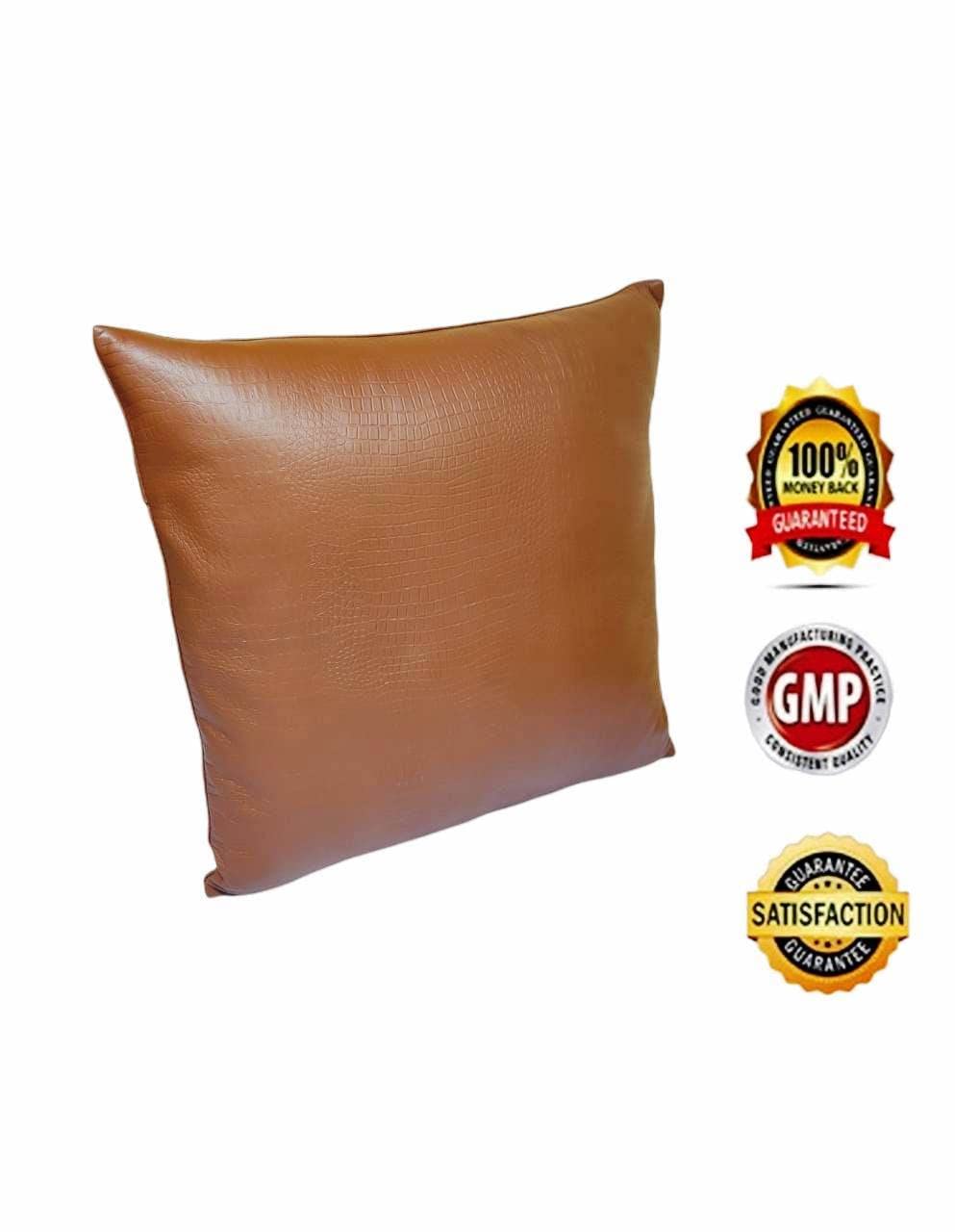 Premium Lambskin Leather Pillow Cover Set of 2 - 16x16 Inch Soft Sofa Cushion Case - Decorative Throw Pillow Covers for Living Room, Bedroom & Office - Tan Corco Leather - Perfect for Home Decor & Gift Giving