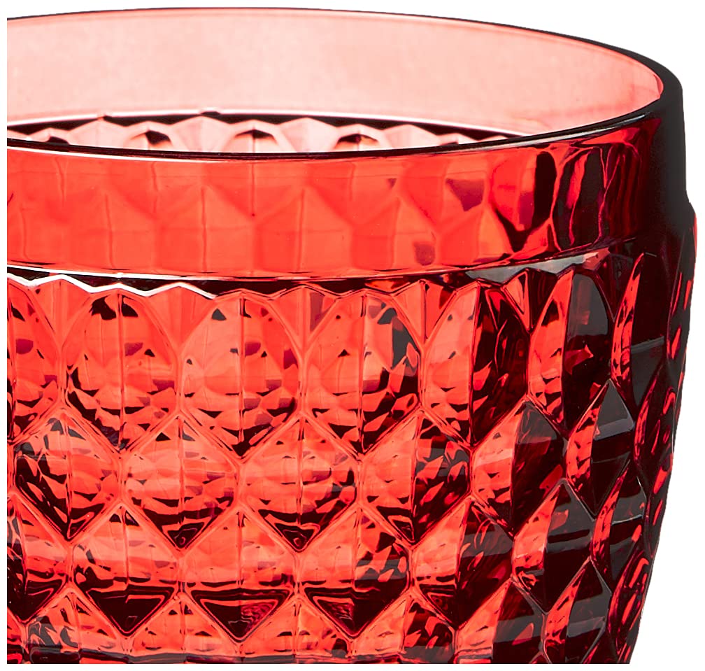 Villeroy & Boch Boston Old-Fashioned Whiskey Glasses Set of 4 - Classic Red Barware for Cocktails, Bourbon & Scotch - Perfect for Home Bars, Parties & Gifts