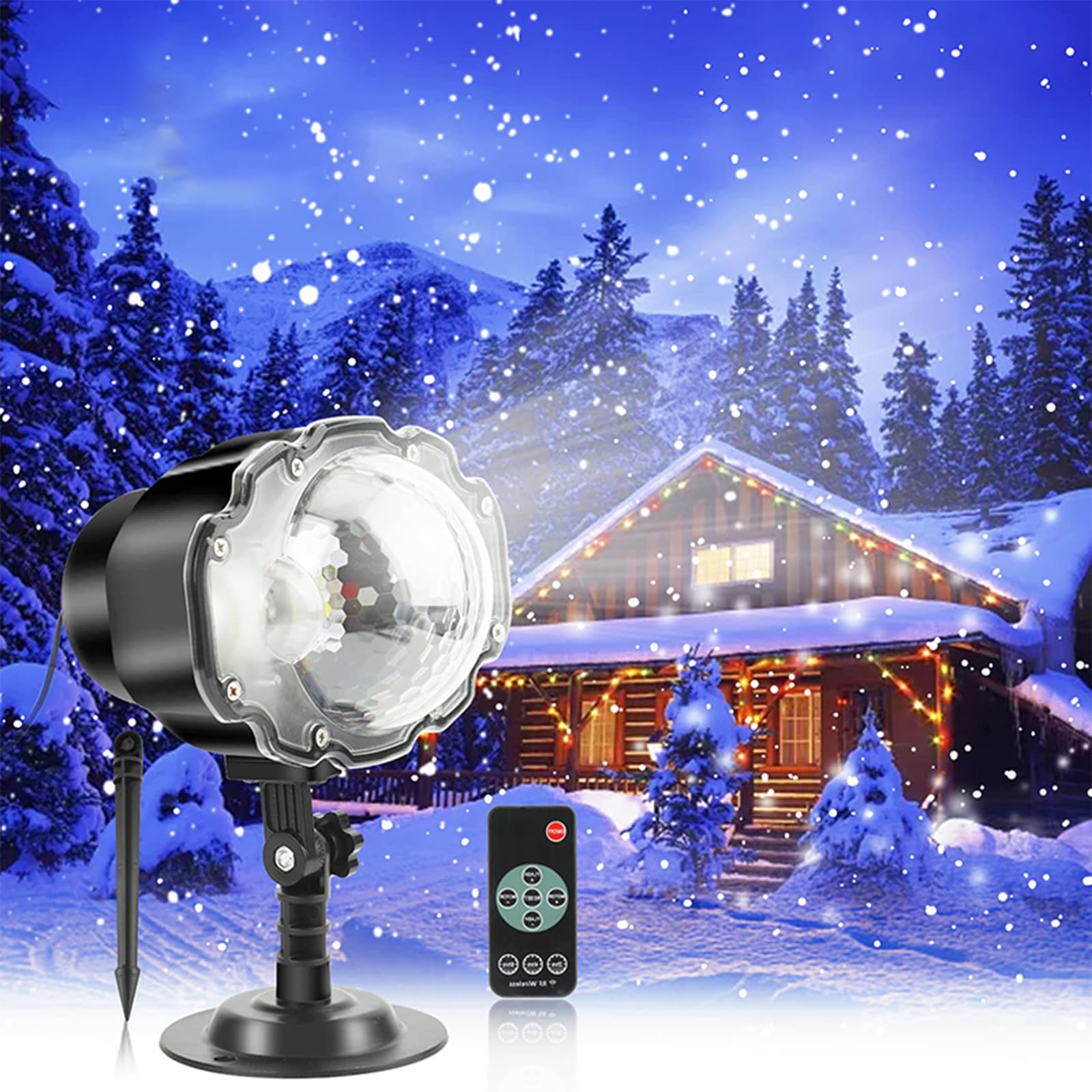 Christmas Snowfall Projector Lights - Waterproof Outdoor LED Holiday Decor with RF Remote & Timer, Wide Coverage High Brightness for Xmas, Parties, Weddings, Winter Decorations (Perfect for Yard, Garden, House Facade Seasonal Display)