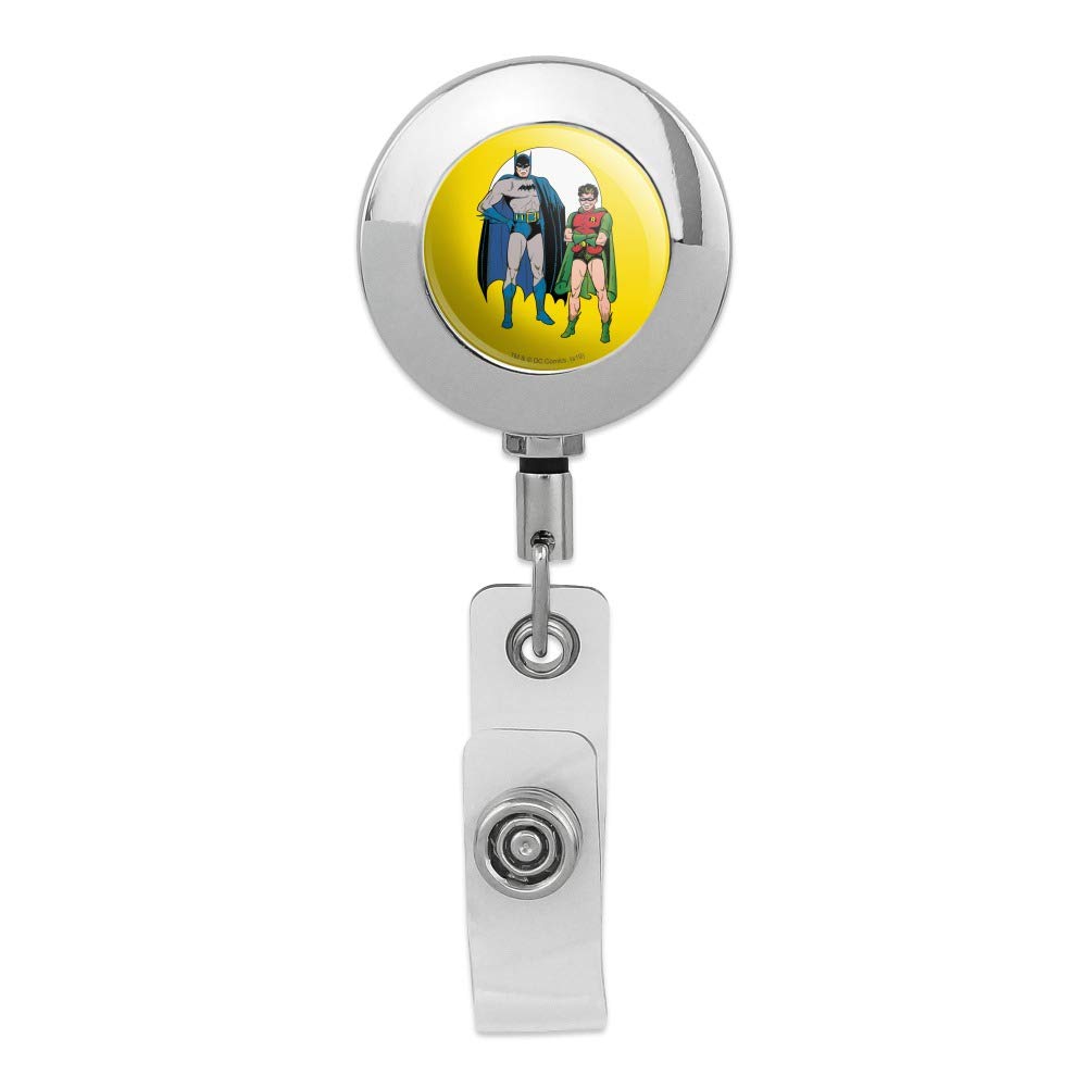 Batman & Robin Retractable Badge Reel - Premium Metal Chrome ID Card Holder Clip for Work, Security, and Cosplay