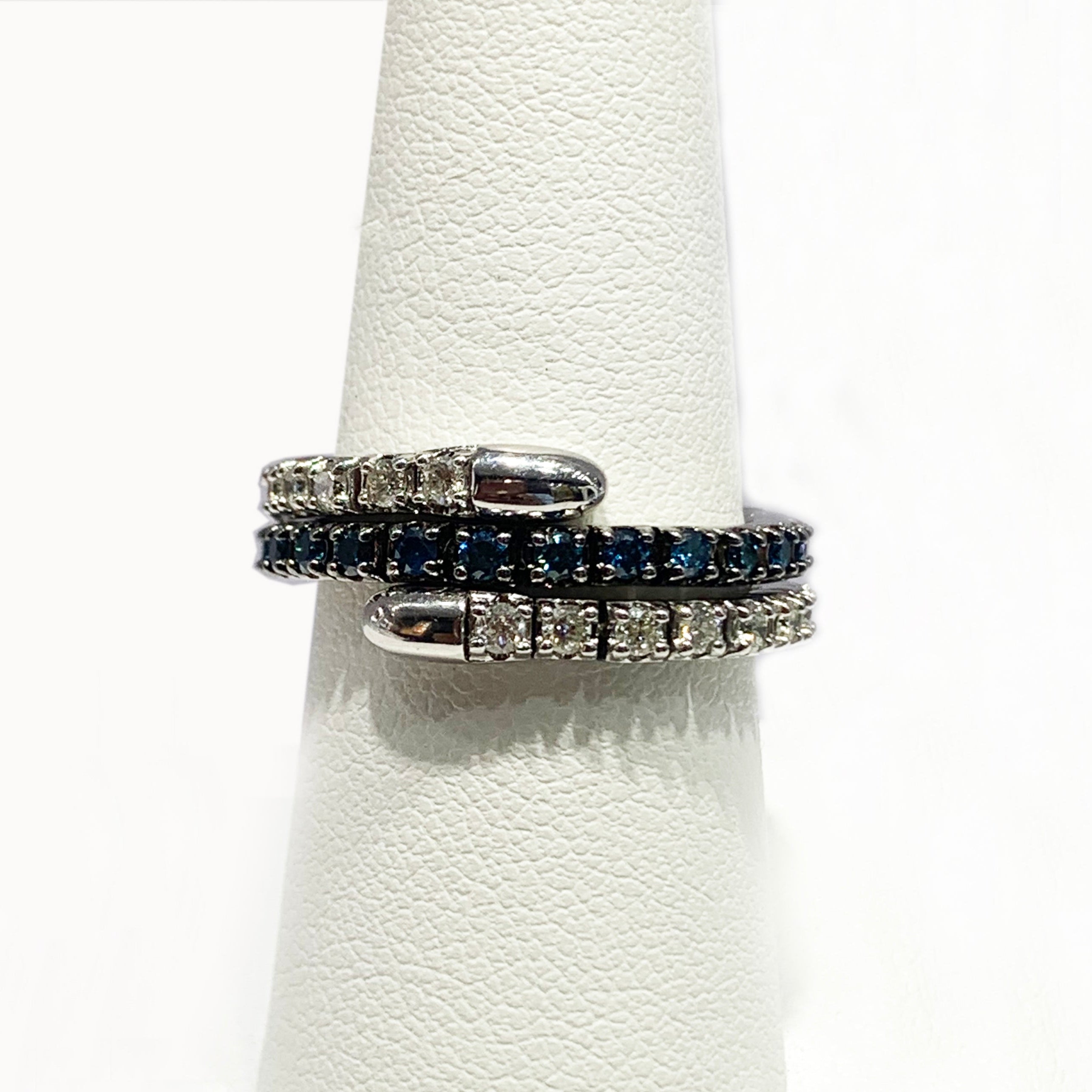 14K White Gold Blue Diamond Ring for Women - Elegant Engagement, Wedding & Anniversary Jewelry Gift - Perfect for Proposals, Bridal & Special Occasions