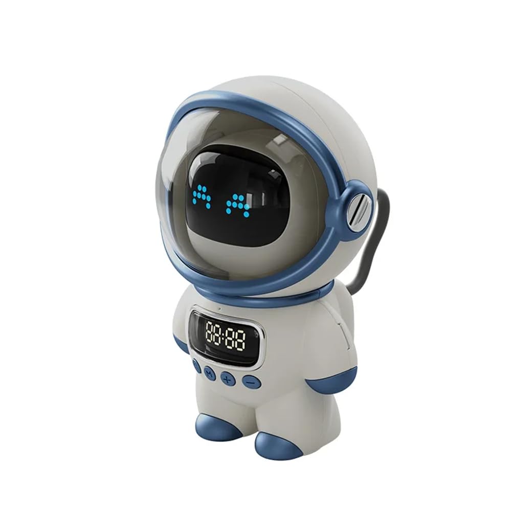 Smart Astronaut Bluetooth Speaker - Portable Wireless Stereo with AI Voice Assistant, Alarm Clock, FM Radio & TF Card Support - Perfect for Home, Office, Travel & Gifts (White)