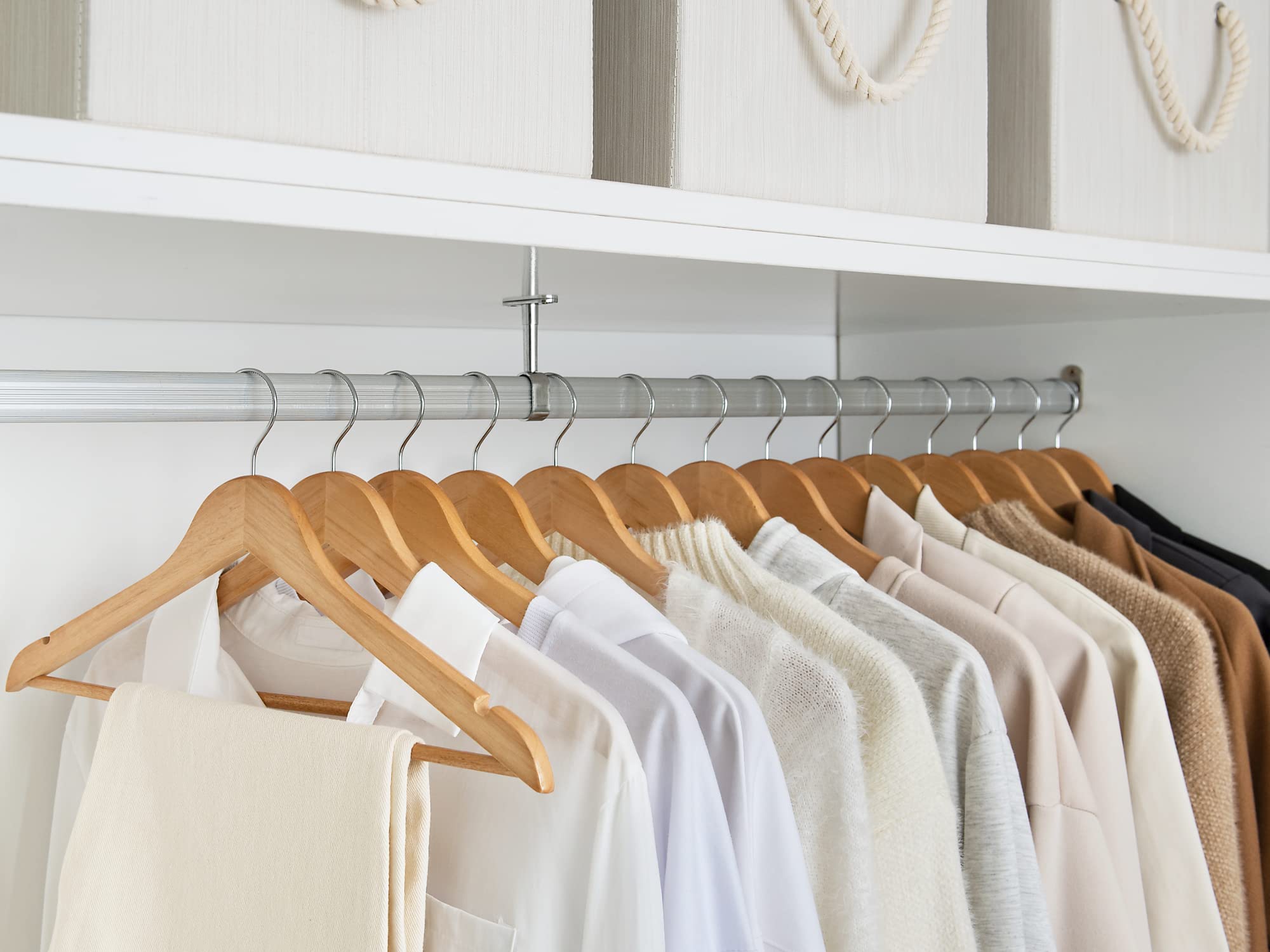 Premium Wooden Clothes Hangers 20-Pack - Natural Wood Coat Hangers for Shirts, Jackets, Pants & Suits - Space-Saving Closet Organizer for Home, Office & Retail Stores