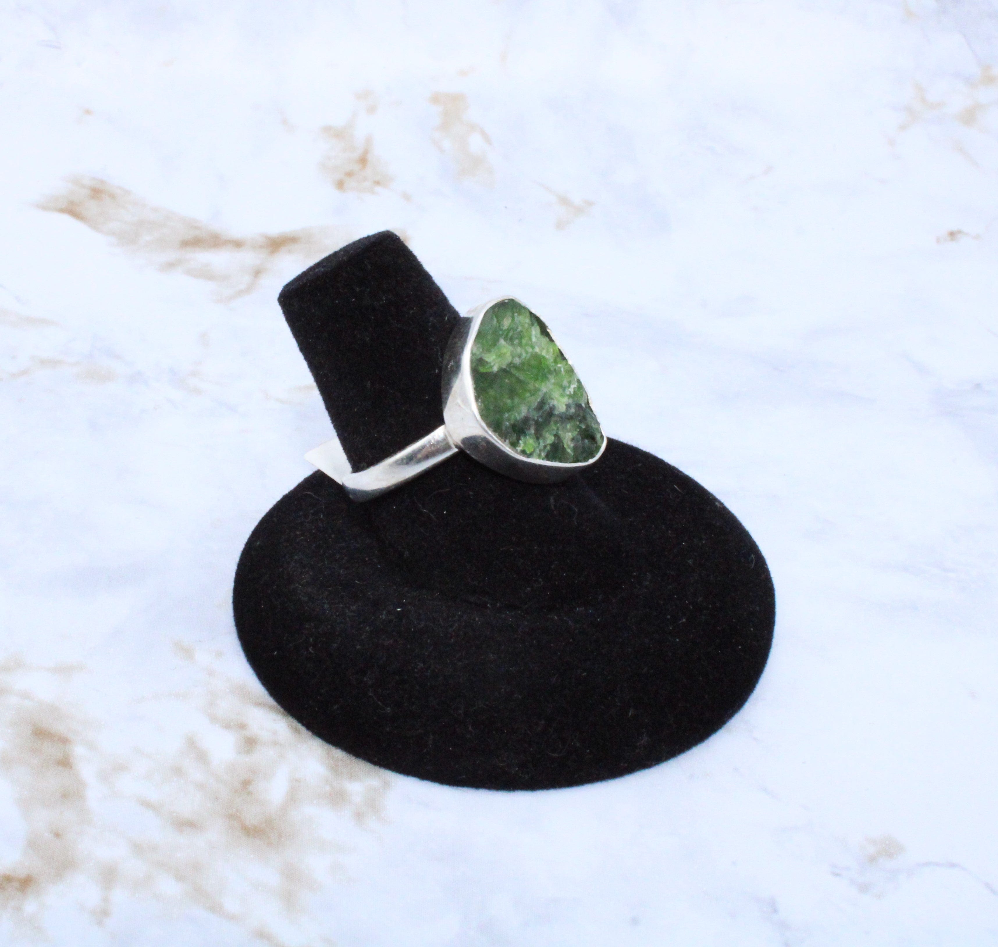 Diopside Sterling Silver Ring Size 7.5 - Elegant Green Gemstone Jewelry for Women, Perfect for Weddings, Anniversaries & Special Occasions