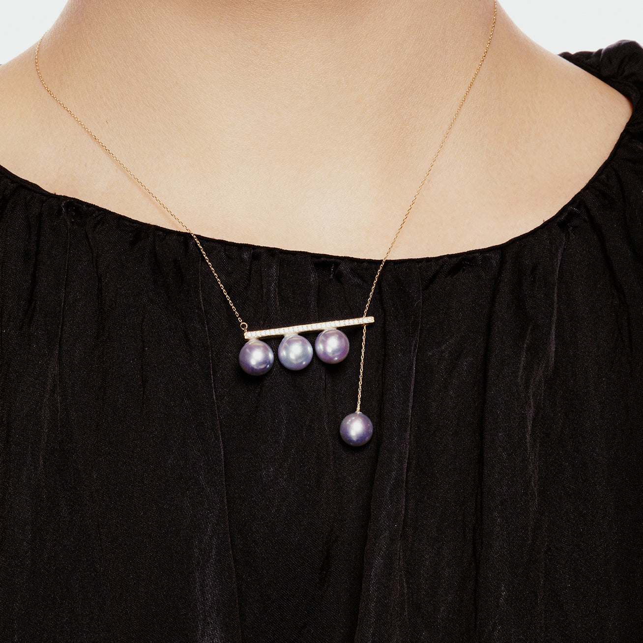 18K Solid Gold Blue Akoya Pearl Necklace for Women - Elegant Silver Chain Jewelry Gift for Wedding, Anniversary & Special Occasions