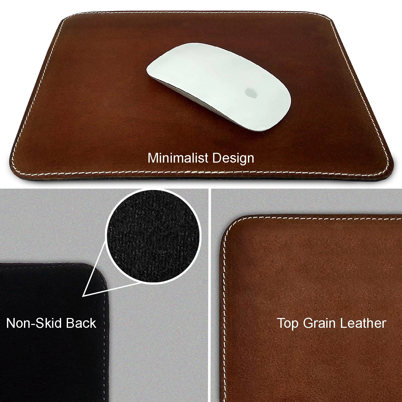Premium Genuine Leather Mouse Pad for Laptop, PC & Mac - Handcrafted Office & Gaming Desk Accessory for Work, Home & Professional Use