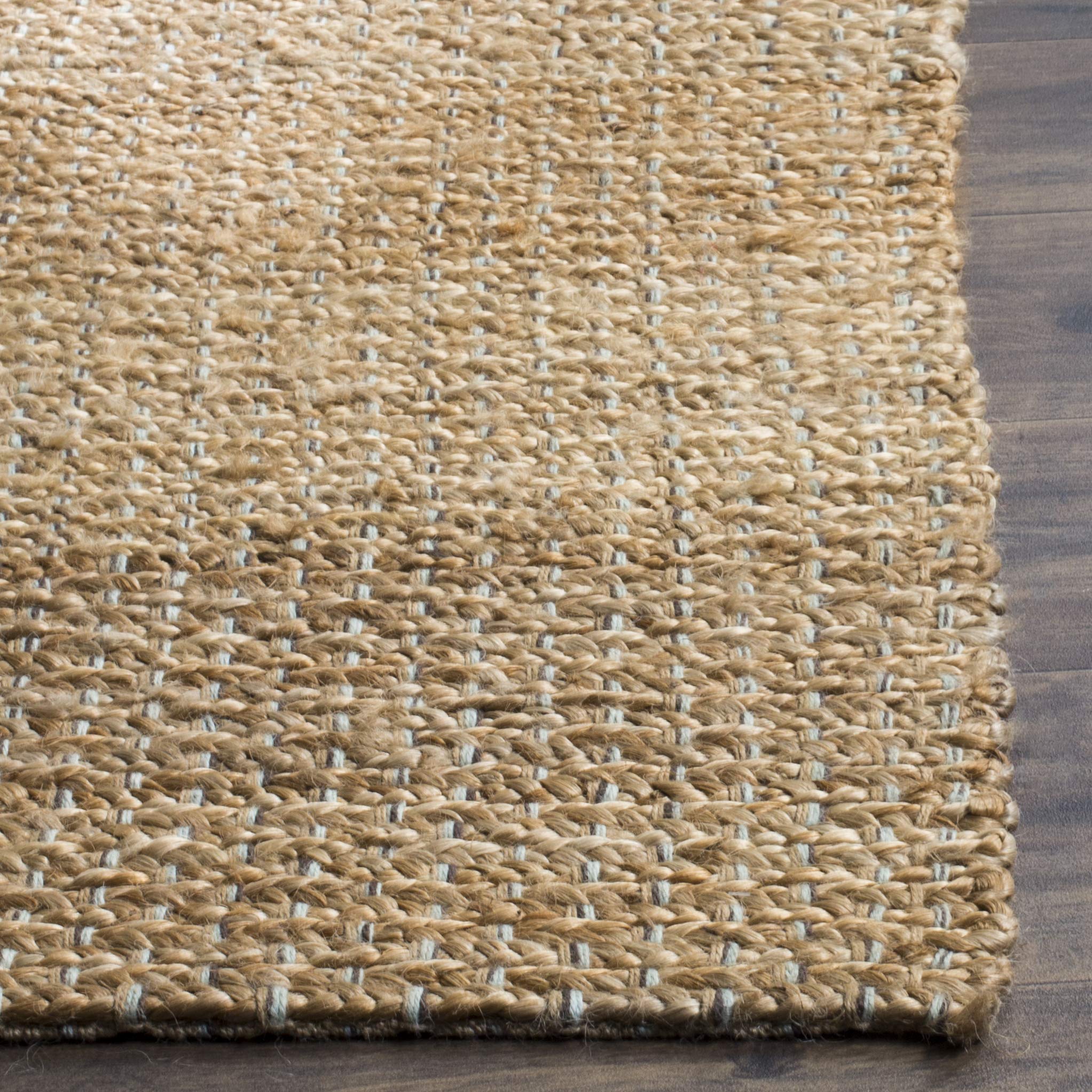 SAFAVIEH Handmade Jute Area Rug 5' x 8' - Natural Fiber Collection, Light Blue & Beige, Non-Slip Living Room & Bedroom Rug for High Traffic Areas | Boho Chic Home Decor, Perfect for Cozy Spaces & Modern Interiors (NF452A)
