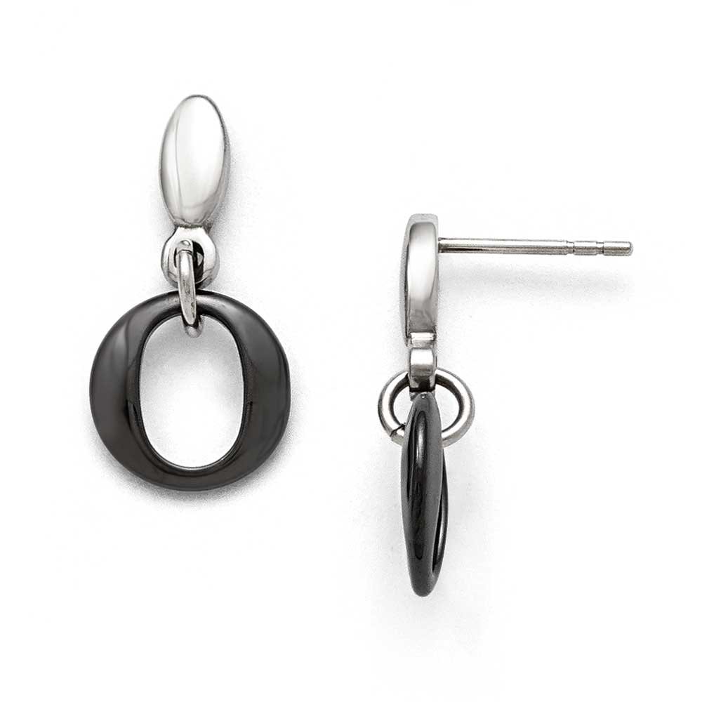 Stunning Chisel Stainless Steel & Ceramic Polished Dangle Earrings for Women | Hypoallergenic Fashion Jewelry | Perfect for Parties, Weddings & Everyday Wear