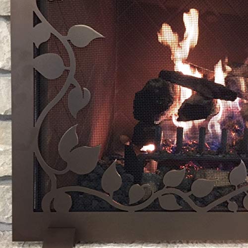 Black Small Fireplace Ivy Design Screen - Decorative Fireplace Cover for Indoor & Outdoor Use - Perfect for Home, Patio, and Garden Decor