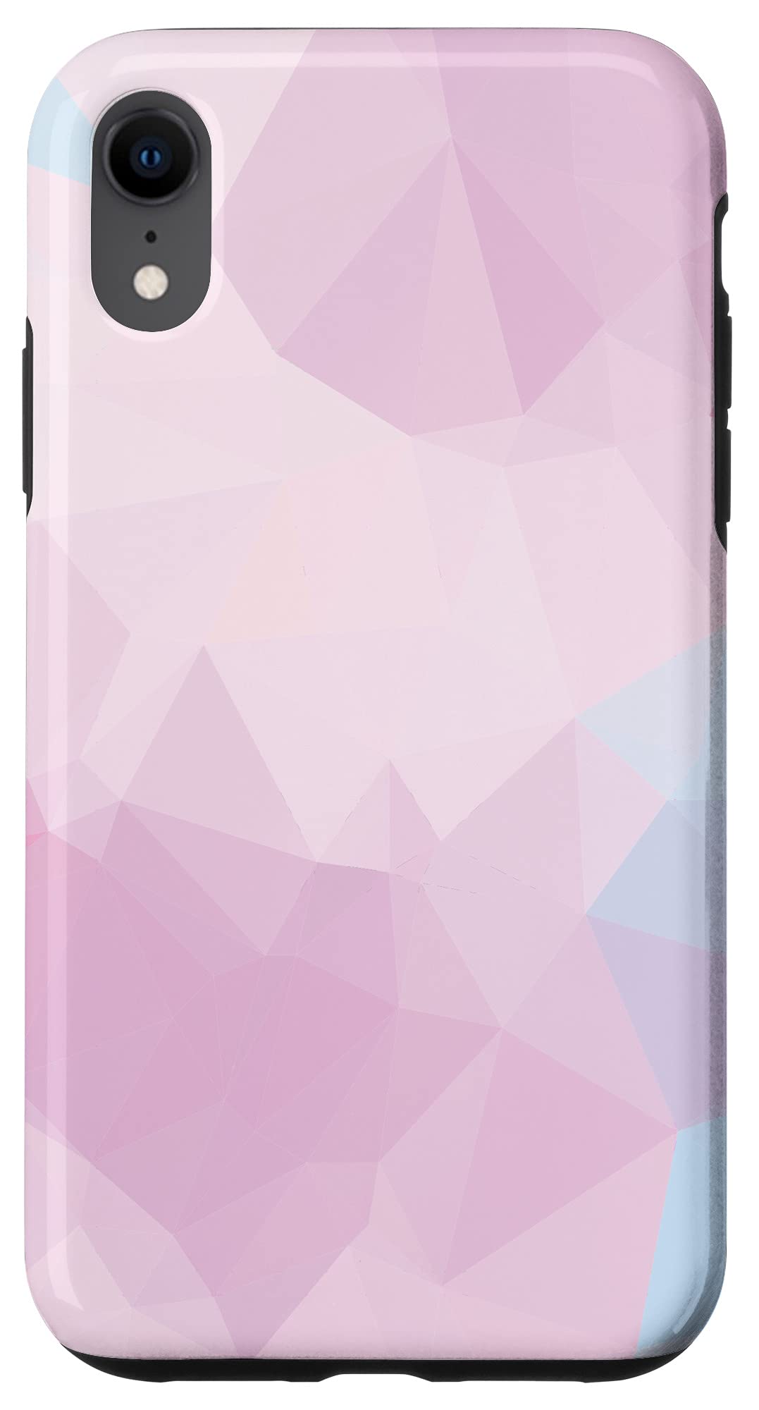 iPhone XR Case - Low Poly Art Design, Pastel Rose & Blue Polygon Pattern - Durable Protective Cover for Everyday Use & Travel