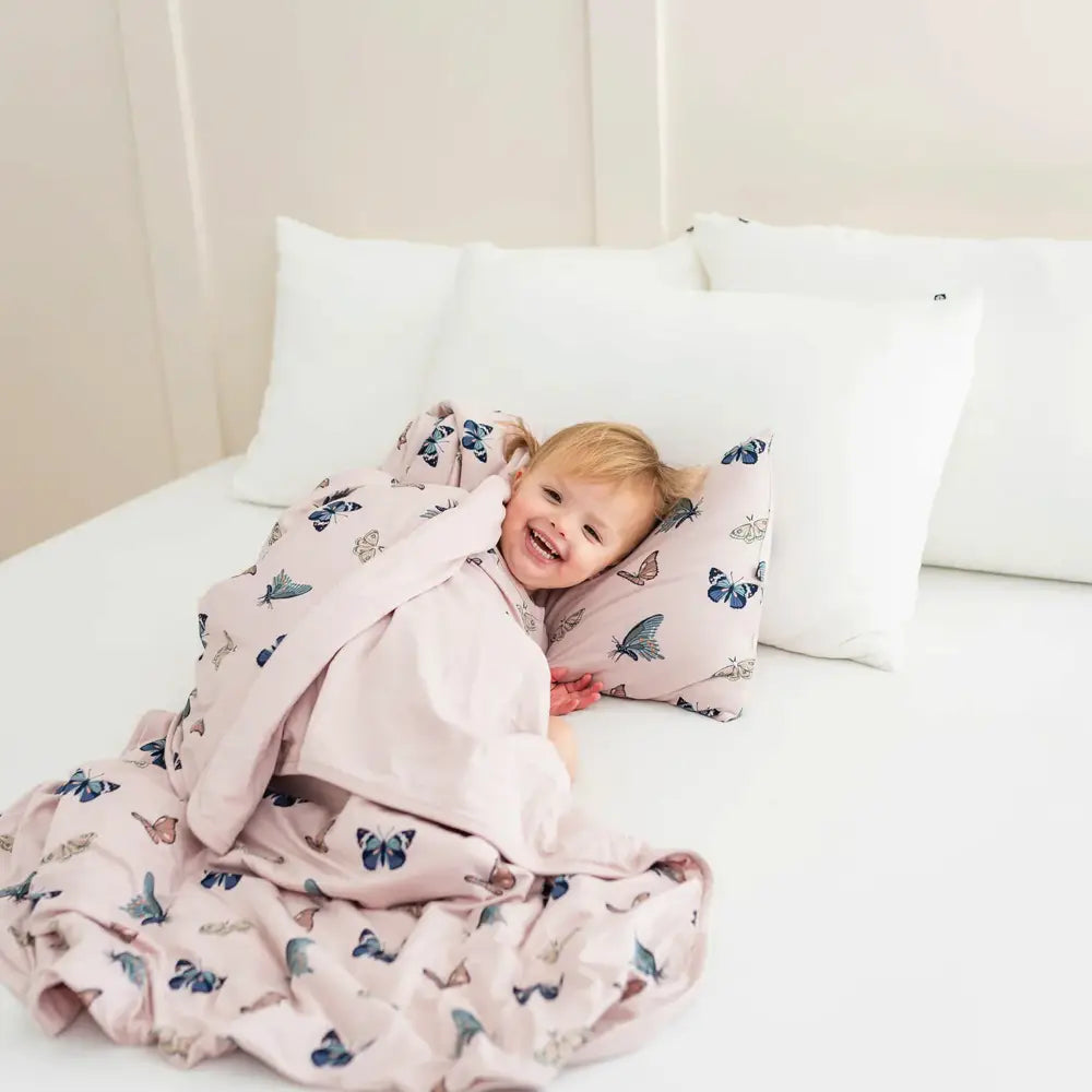 Kyte Baby 1.0 Tog Toddler Blanket - Soft Baby Blanket for Boys & Girls, Blush Butterfly Print, Lightweight Nursery Blanket for Crib, Stroller, Travel & Snuggle Time