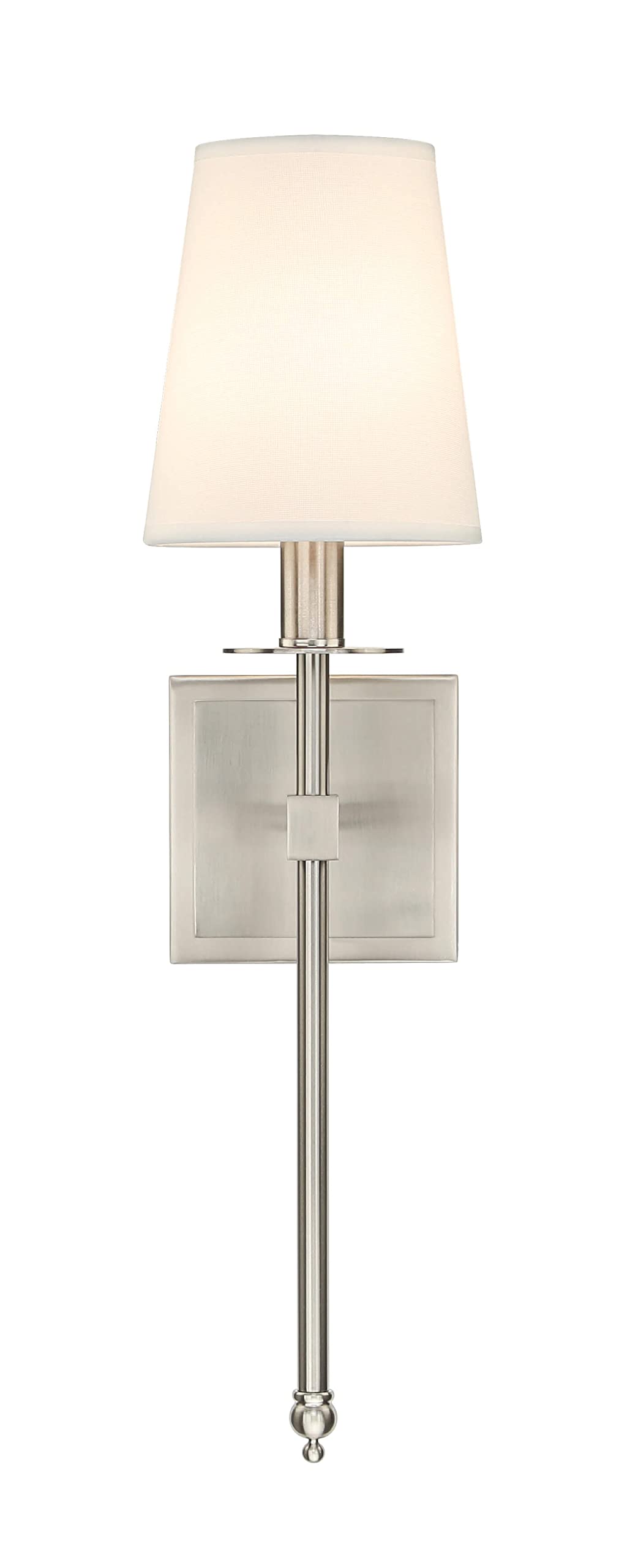 XiNBEi Modern Wall Sconce Light Set of 2 - Flared Fabric Shade Bedside Lamp with Brushed Nickel Finish for Bedroom, Bathroom & Living Room | Perfect for Reading Nook, Vanity Mirror Lighting & Cozy Ambiance