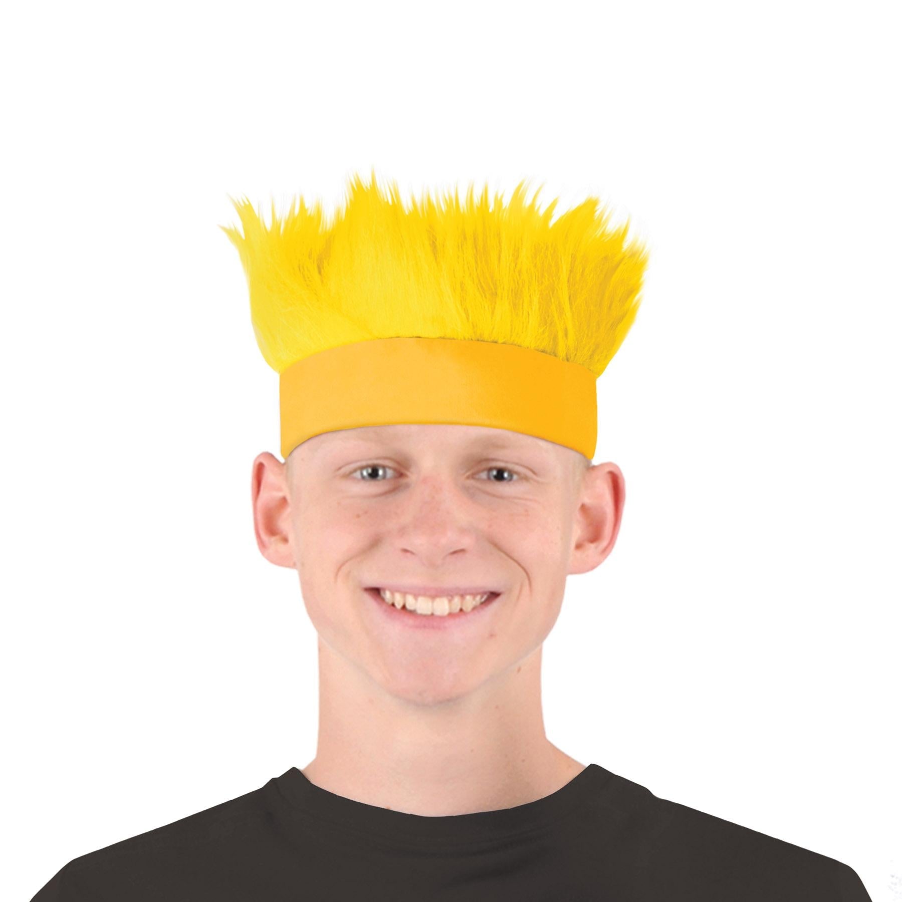 12 Pack Beistle Hairy Headband - Yellow Costume Accessories for Halloween, Cosplay & Themed Parties - Fun Wig Headbands for Adults and Kids