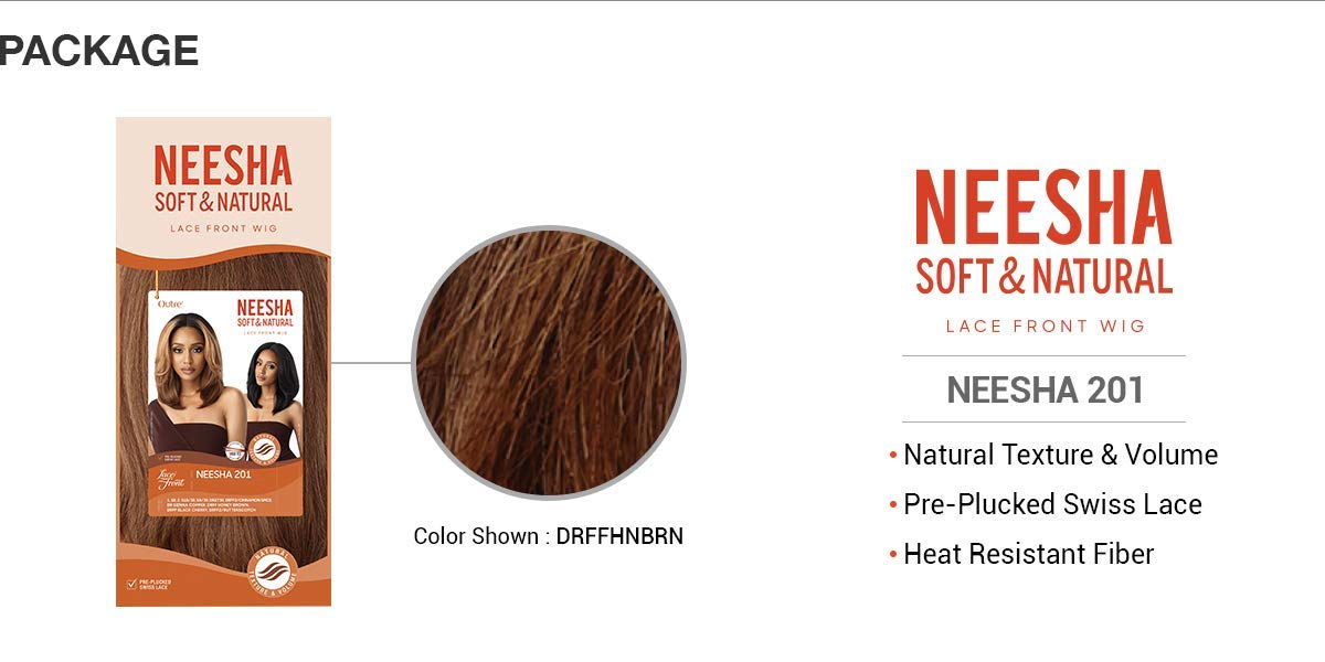 Outre Soft & Natural Lace Front Wig Neesha 201 - Breathable HD Lace Human Hair Wig for Black Women | Perfect for Daily Wear, Cosplay & Special Occasions