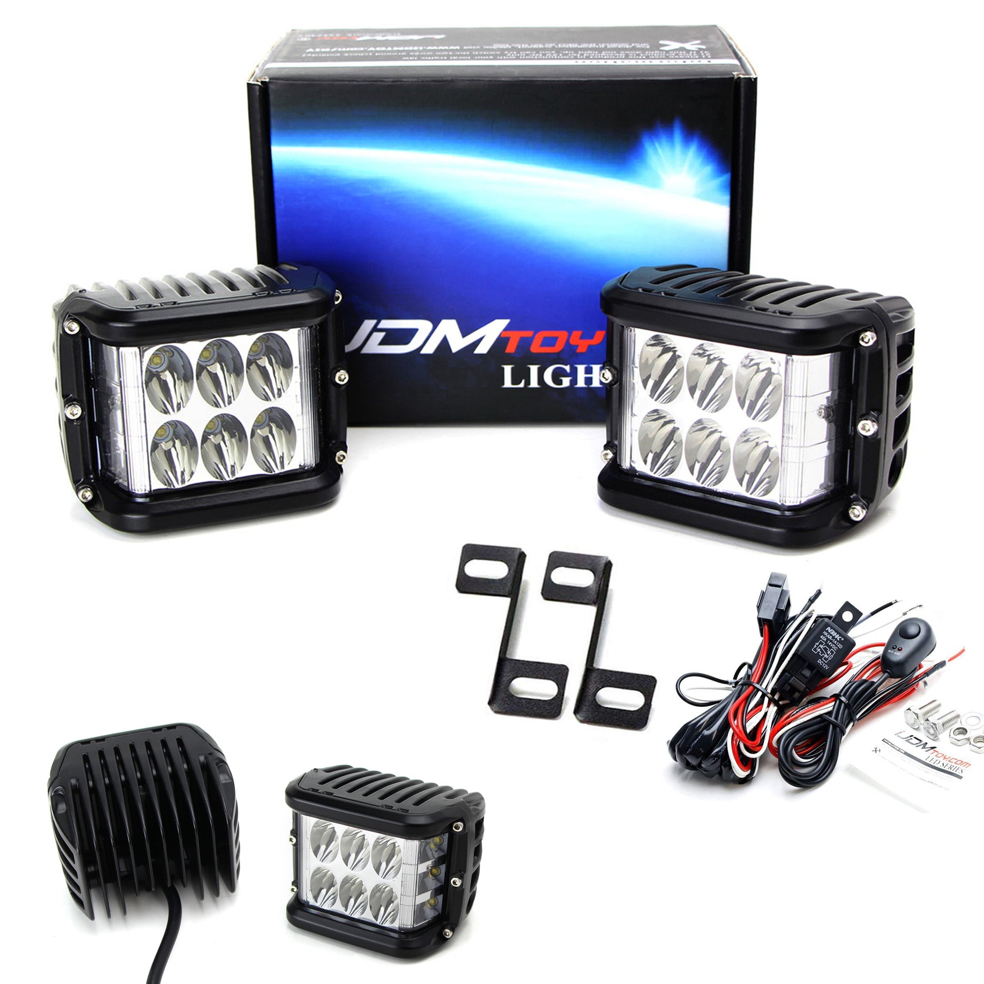 36W White LED A-Pillar SS Pod Light Kit with Amber Strobe for 2014-2022 Toyota 4Runner - Off-Road Lighting for Night Driving & Emergency Signaling