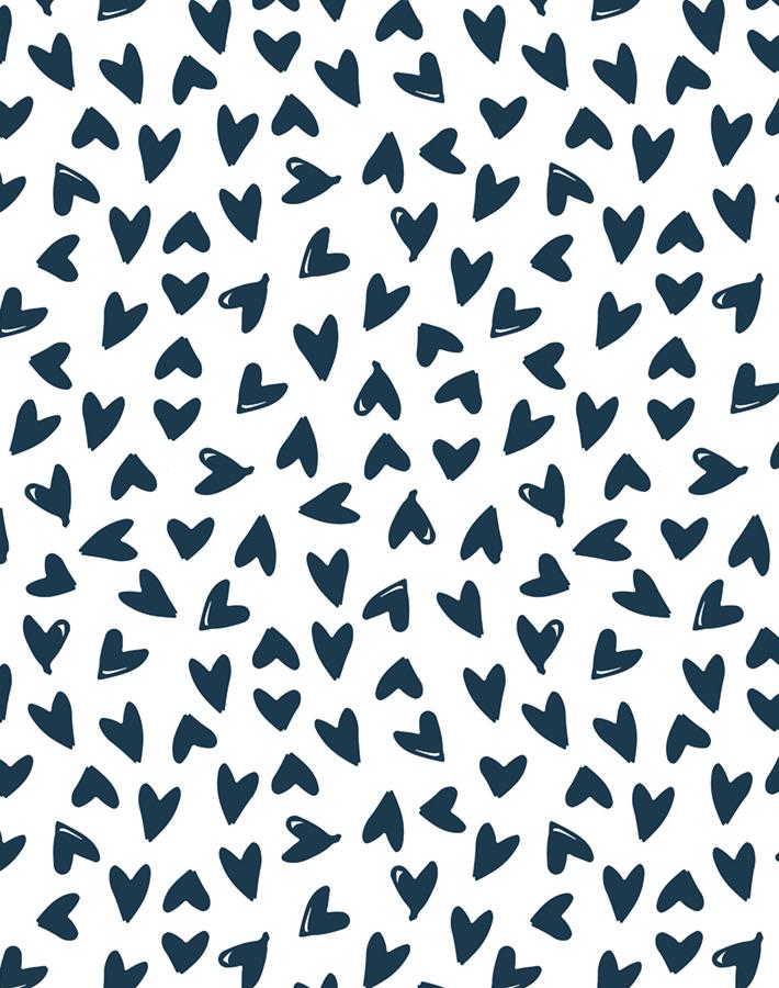 Hearts Wallpaper by Sugar Paper - Navy on White Peel & Stick Wallpaper for Nursery, Bedroom, and Home Decor