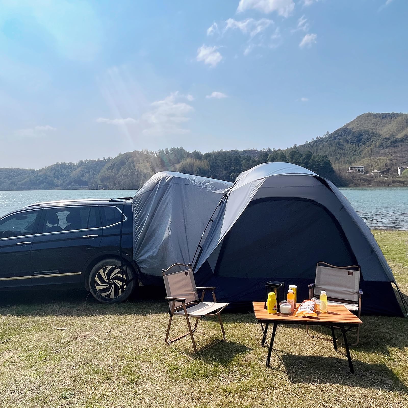 6 Person SUV Tent for Camping - Double Layer PU3000mm Waterproof & UPF 50+ UV Protection Car Tent with Rainfly & Storage Bag (10x10FT) - Perfect for Family Road Trips, Outdoor Adventures & Beach Camping