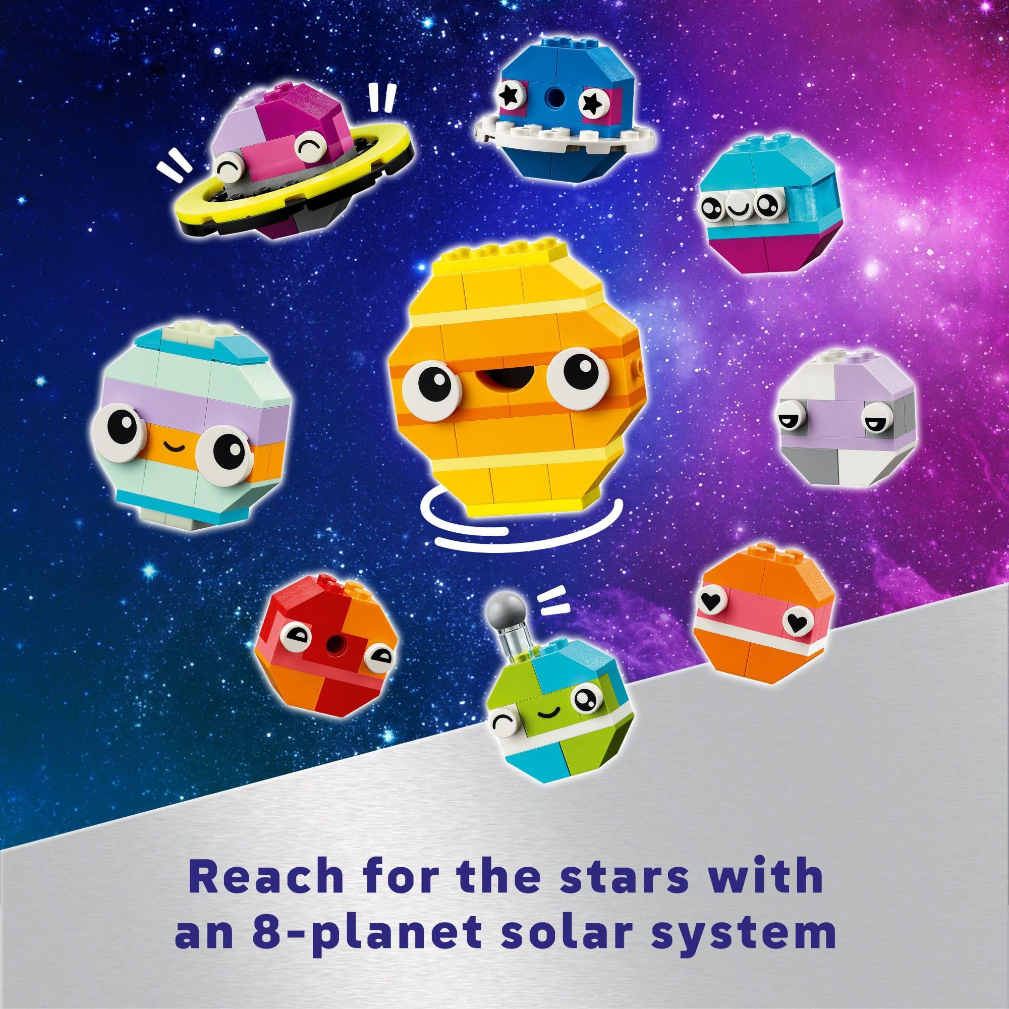 LEGO Classic Creative Space Planets Building Toy Set for Kids Ages 5+ | 11037 Pieces with Alien, Rocket Ship & Glow-in-The-Dark Bricks | STEM Educational Gift for Boys & Girls | Perfect for Birthday Presents & Space-Themed Playtime