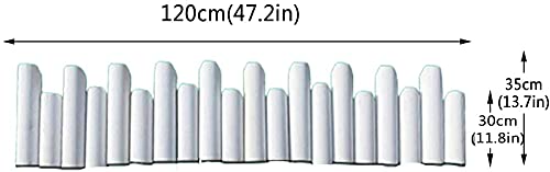 White 120x50cm Flexible Plug-in Wood Picket Garden Fence - Animal Barrier, Border Edging for Outdoor Beds, Paths & Home Gardens - Easy DIY Installation & Durable Design