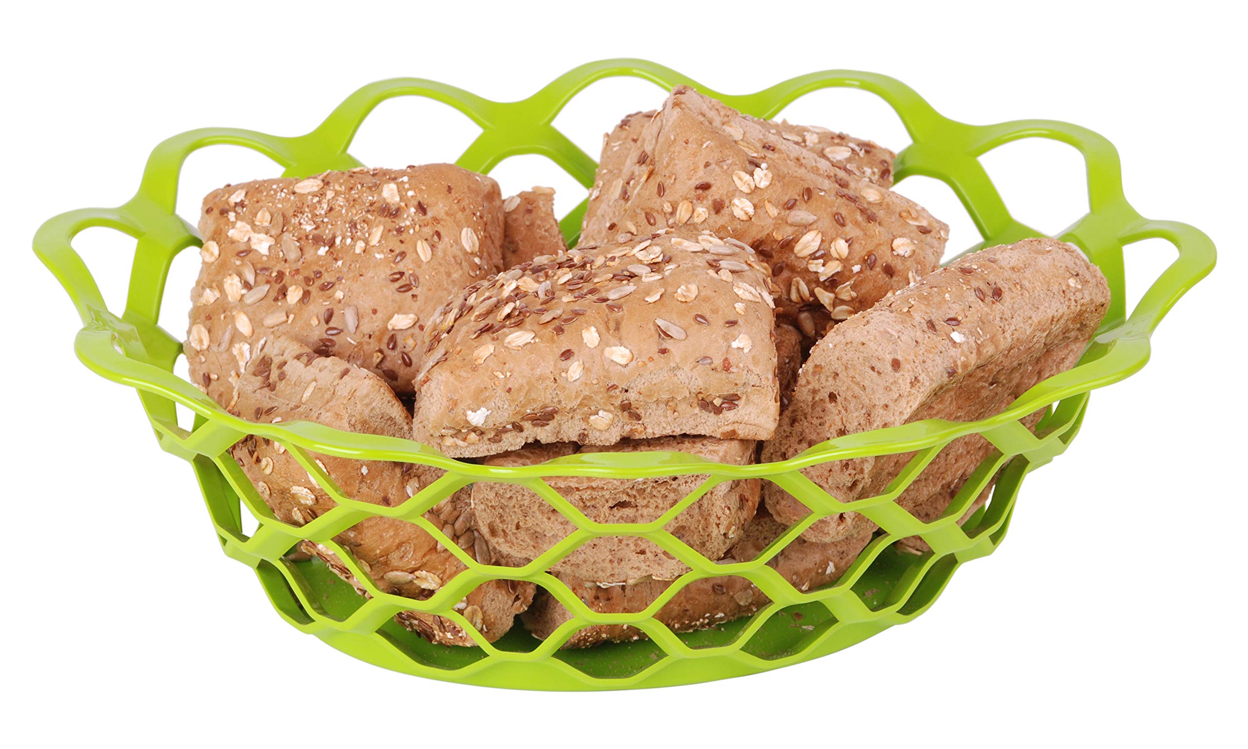 **Mintra Home Plastic Oval Bread & Fruit Serving Basket - Kitchen Countertop & Dining Table Storage - Ideal for Picnics, Parties & Home Organization (Green)**
