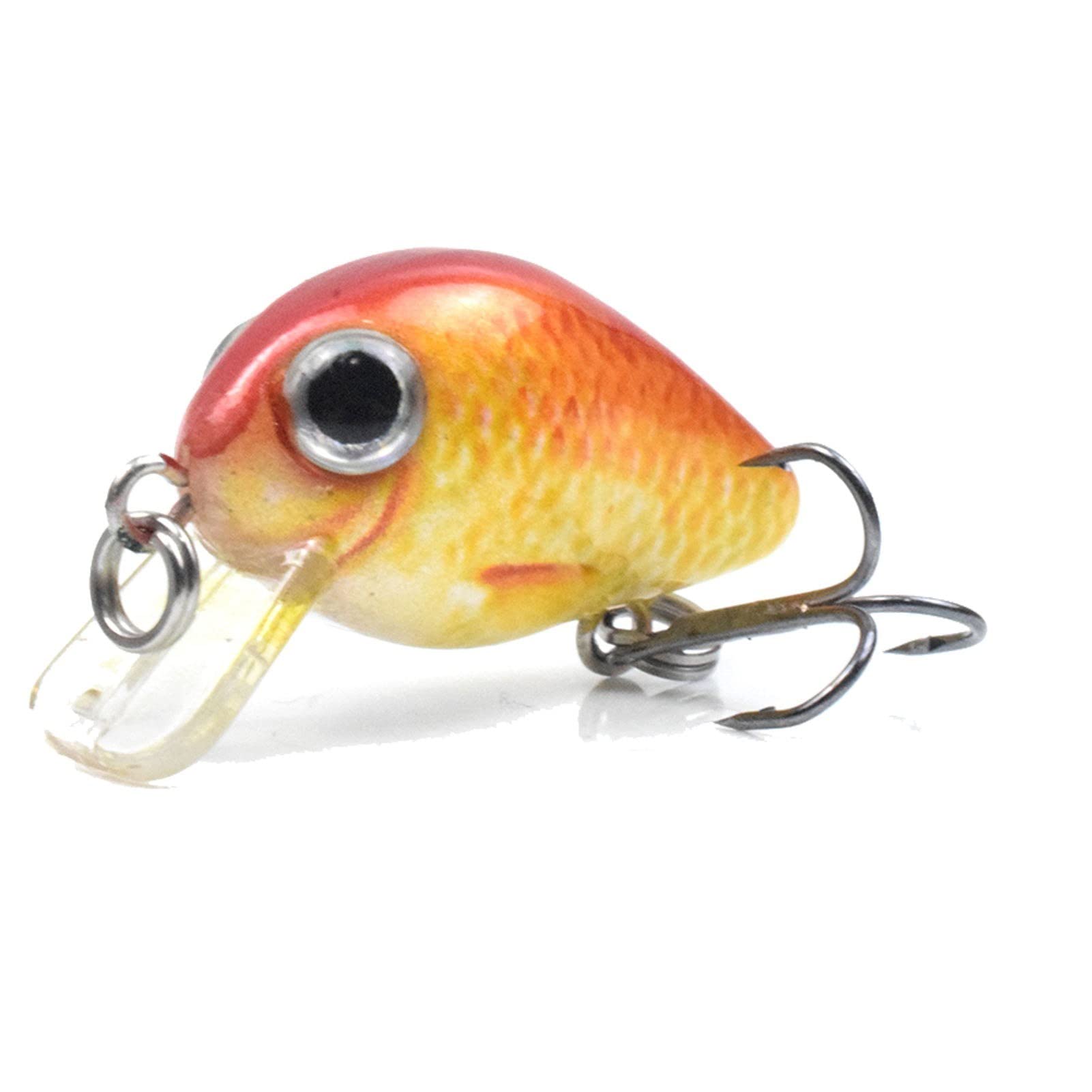 MengK 1.1 Inch Sinking Fishing Lure with 3D Eyes - 0.06 oz Hard Body Crankbait with Treble Hook - Lifelike Swimbait for Bass, Trout and Freshwater Fishing - Perfect for Casting, Trolling and Ice Fishing
