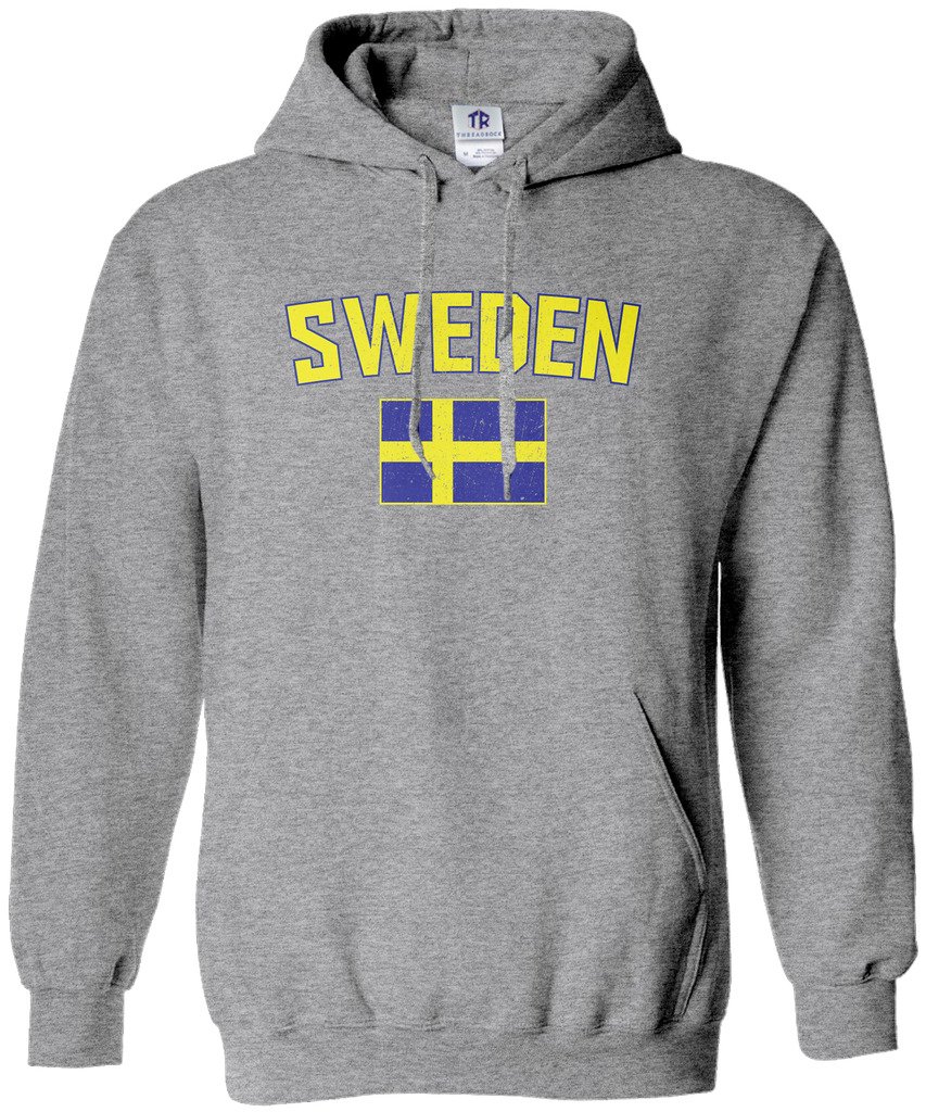 Threadrock Women's Sweden Flag Hoodie - Soft Fleece Pullover Sweatshirt with Kangaroo Pocket | Cozy Casual Wear for Fall & Winter, Perfect for Outdoor Activities, Sports Events & Swedish Pride Outfits