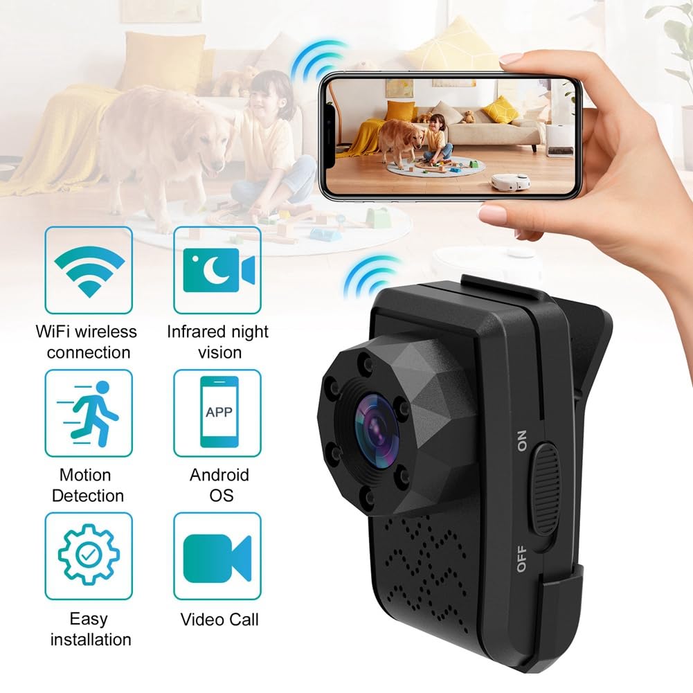 TYREE HD Night Vision Security Camera with Back Clip - Smart Audio & Video Surveillance for Home, Office, and Outdoor Monitoring