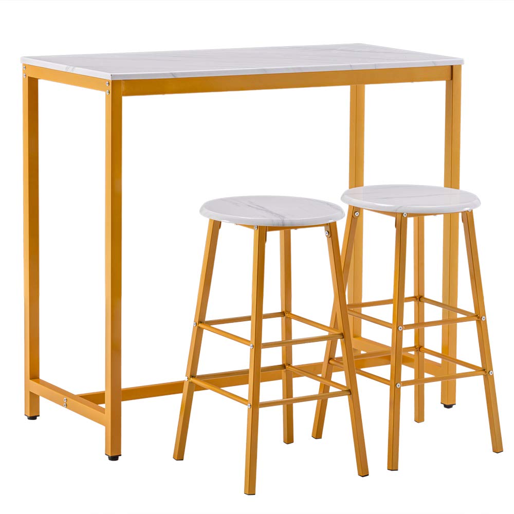Ochine 3-Piece Bar Table Set with 2 Stools - Counter Height Bistro Dining Set for Kitchen, Living Room & Pub - Perfect for Breakfast Nook, Coffee Corner & Small Space Entertaining